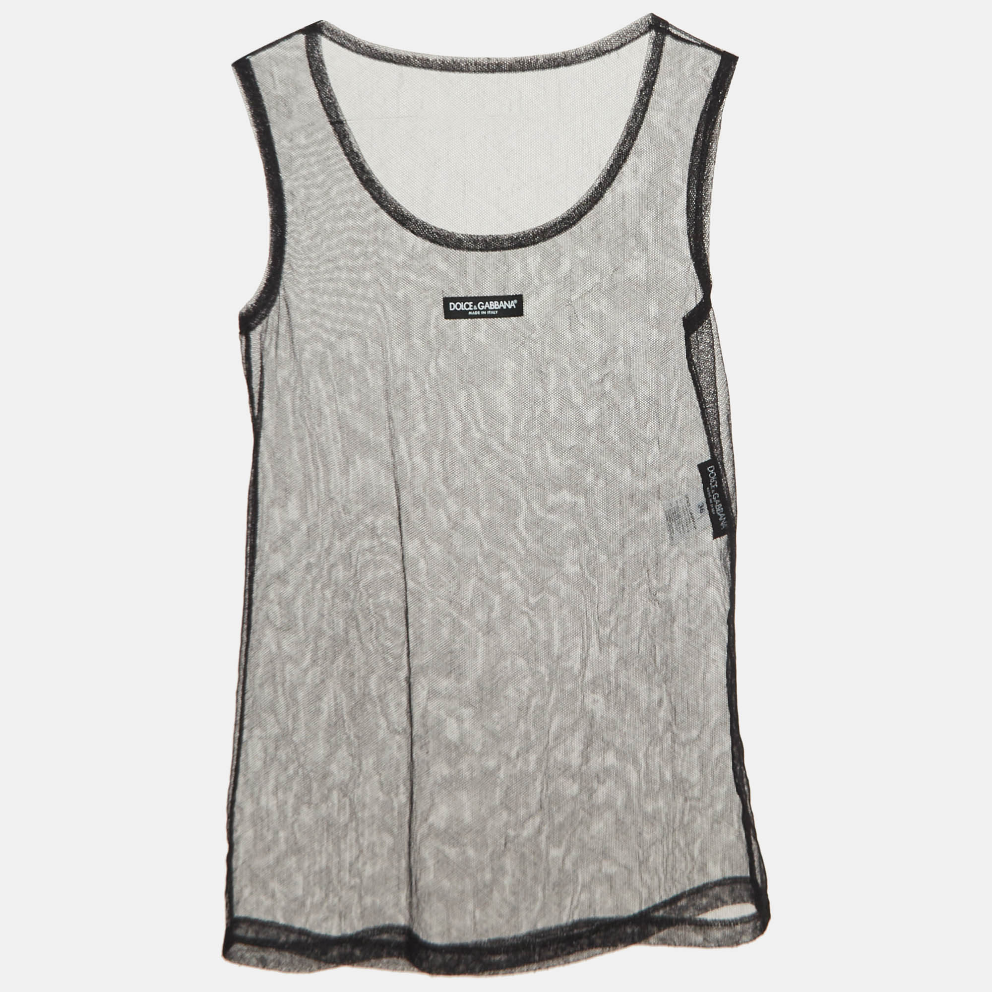 مملوكة مسبقًا Dolce & Gabbana Black Mesh Sheer Tank Top XS