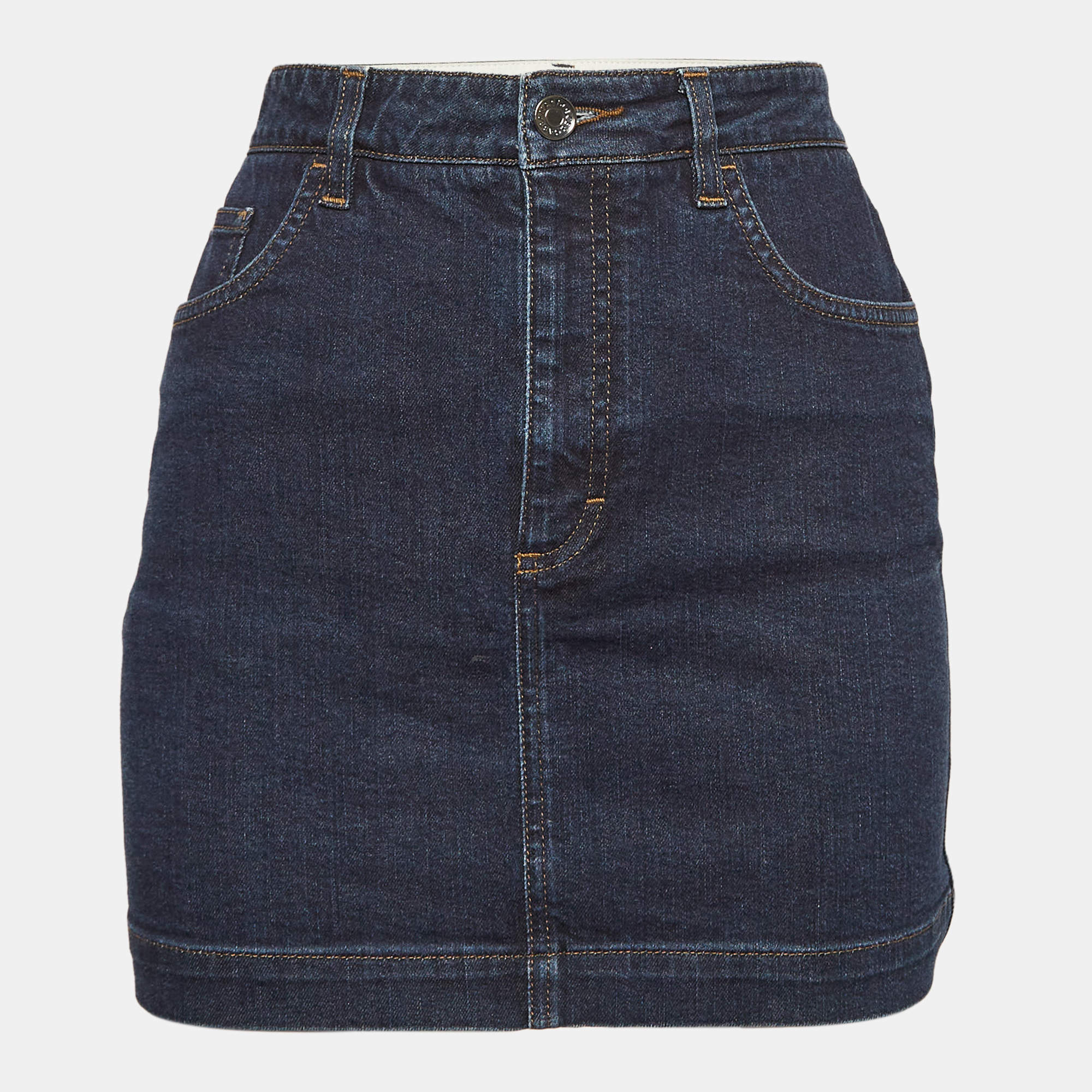 Pre Owned Dolce & Gabbana Navy Blue Denim Mini Skirt M Waist 28"