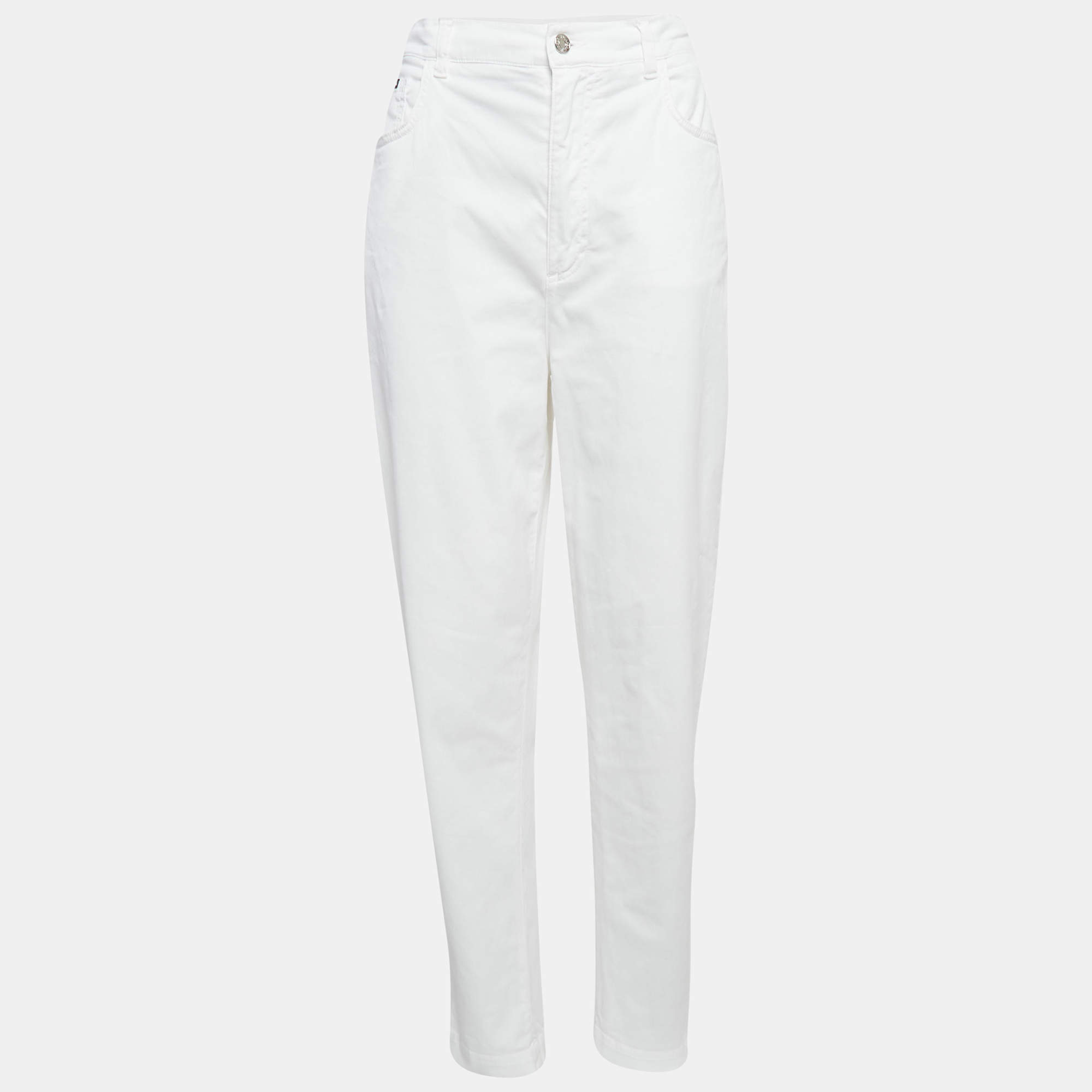 Pre Owned Dolce & Gabbana White Denim Amber Jeans L Waist 34"