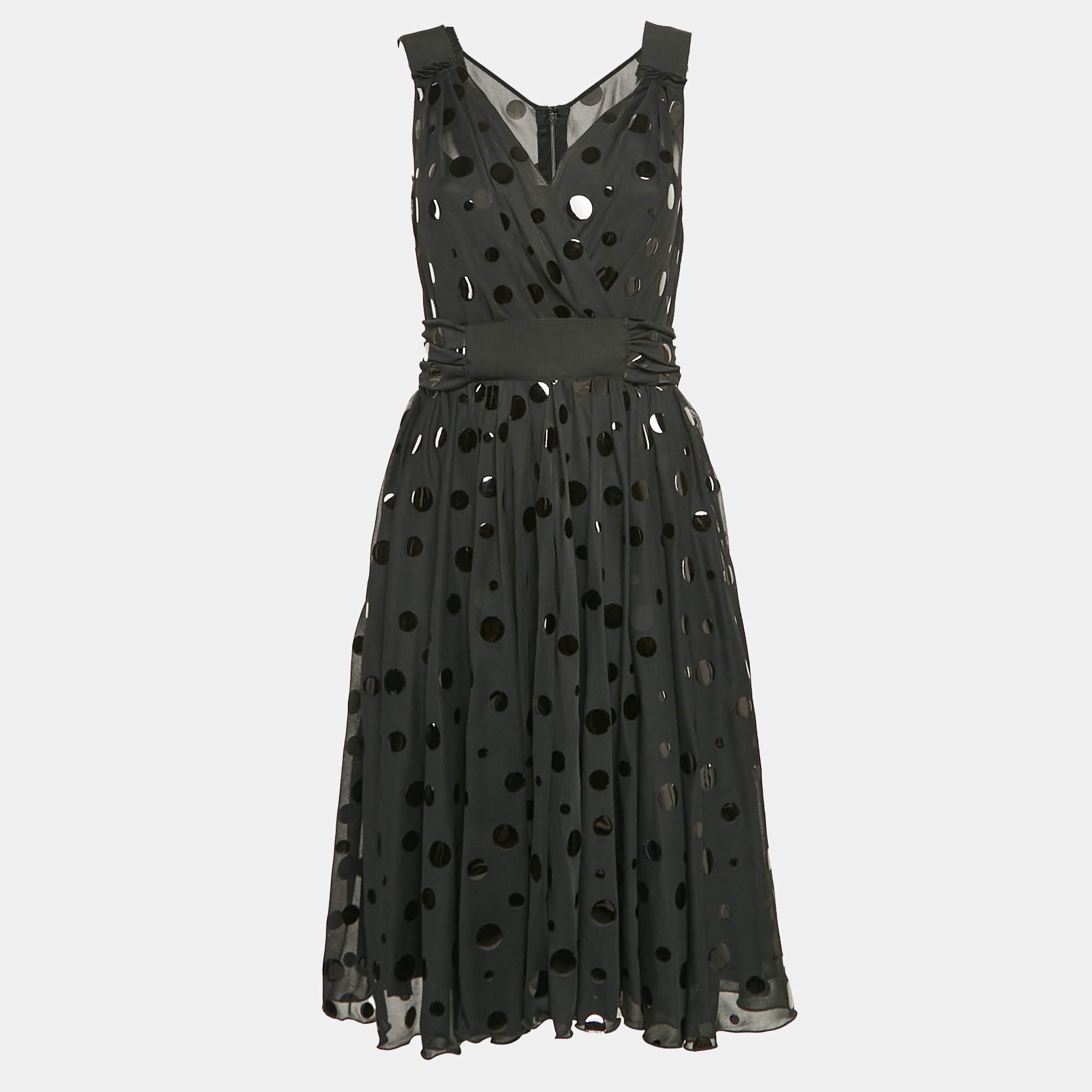 Pre Owned Dolce & Gabbana Black Sequin  Jersey Sleeveless Short Dress M