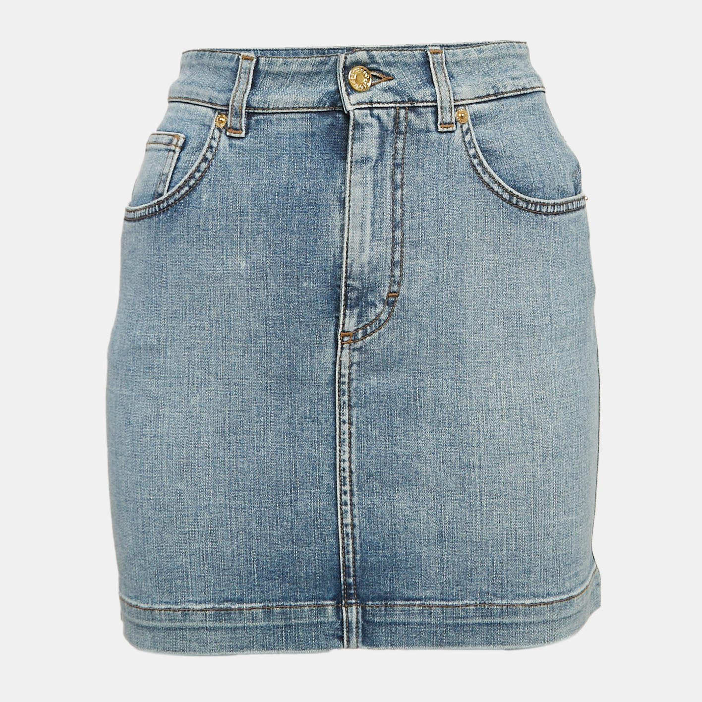Pre Owned Dolce & Gabbana Blue Washed Denim Mini Skirt S