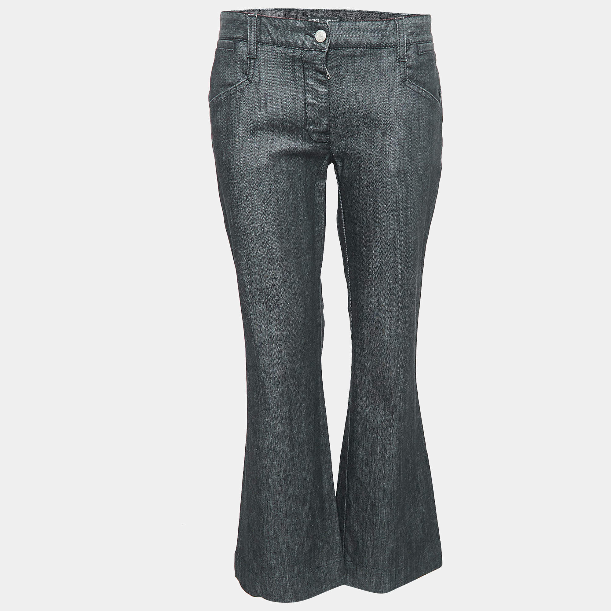 Pre Owned Dolce & Gabbana Black Denim Flared Jeans L Waist 35"