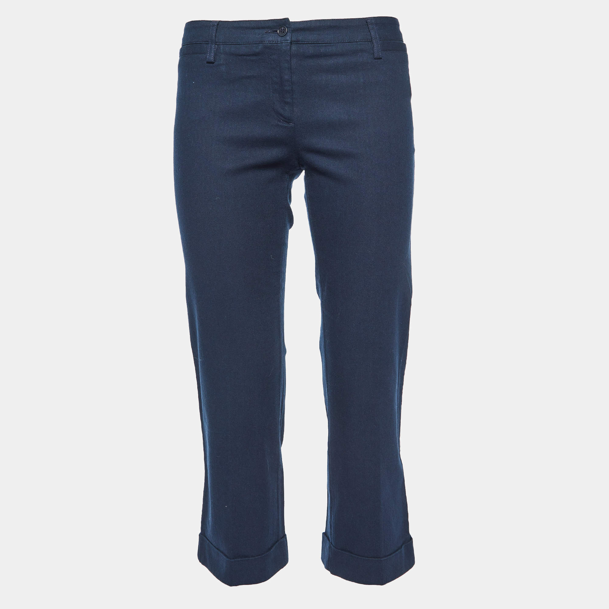 Pre Owned Dolce & Gabbana Navy Blue Cotton Capri Pants M