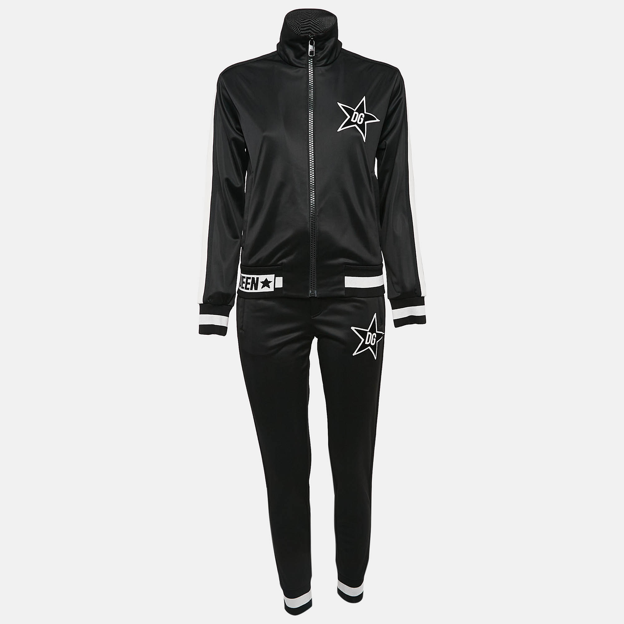 Pre Owned Dolce & Gabbana Black DG Star Jersey Millennials Track Suit XS/S