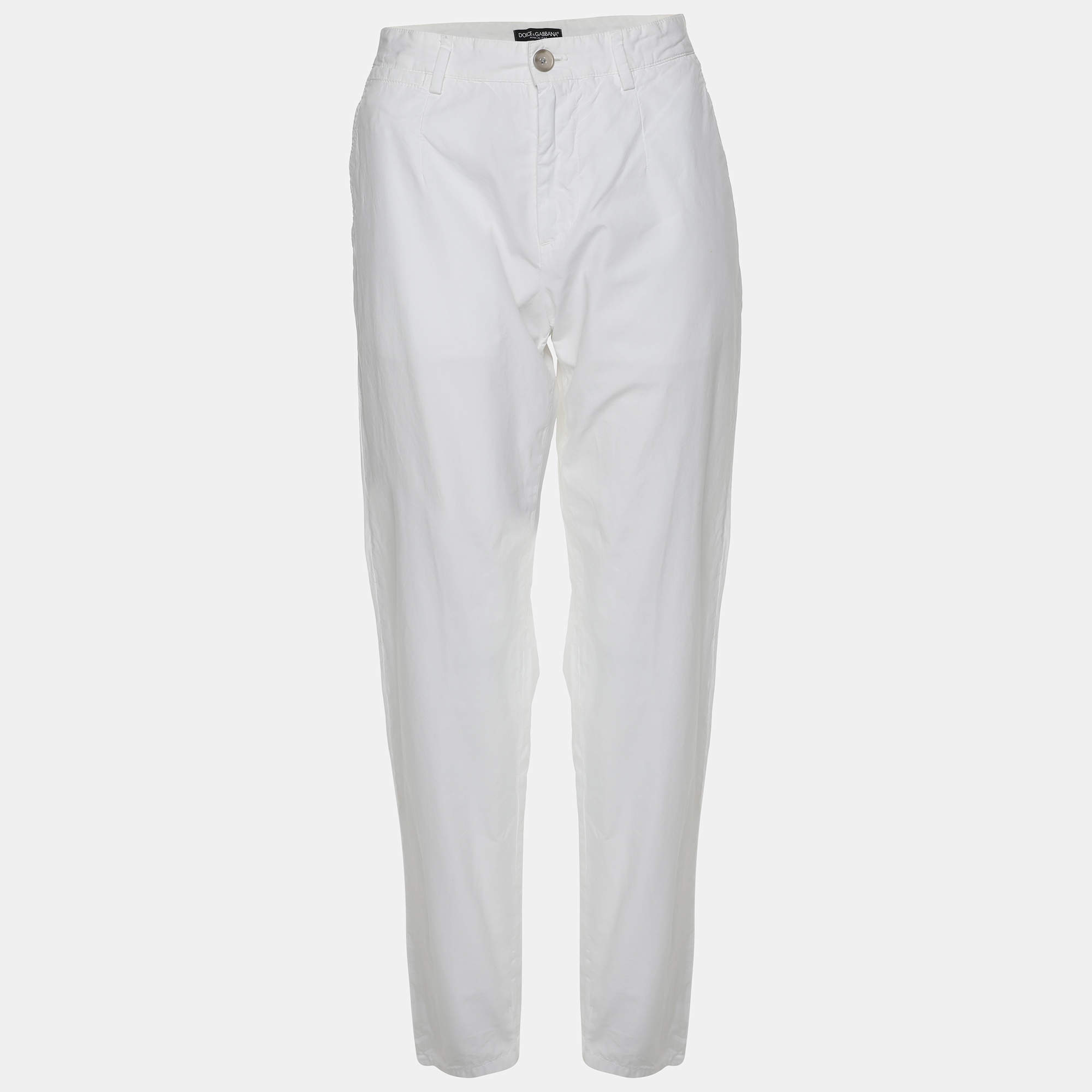 Dolce & Gabbana White Cotton Trouser M