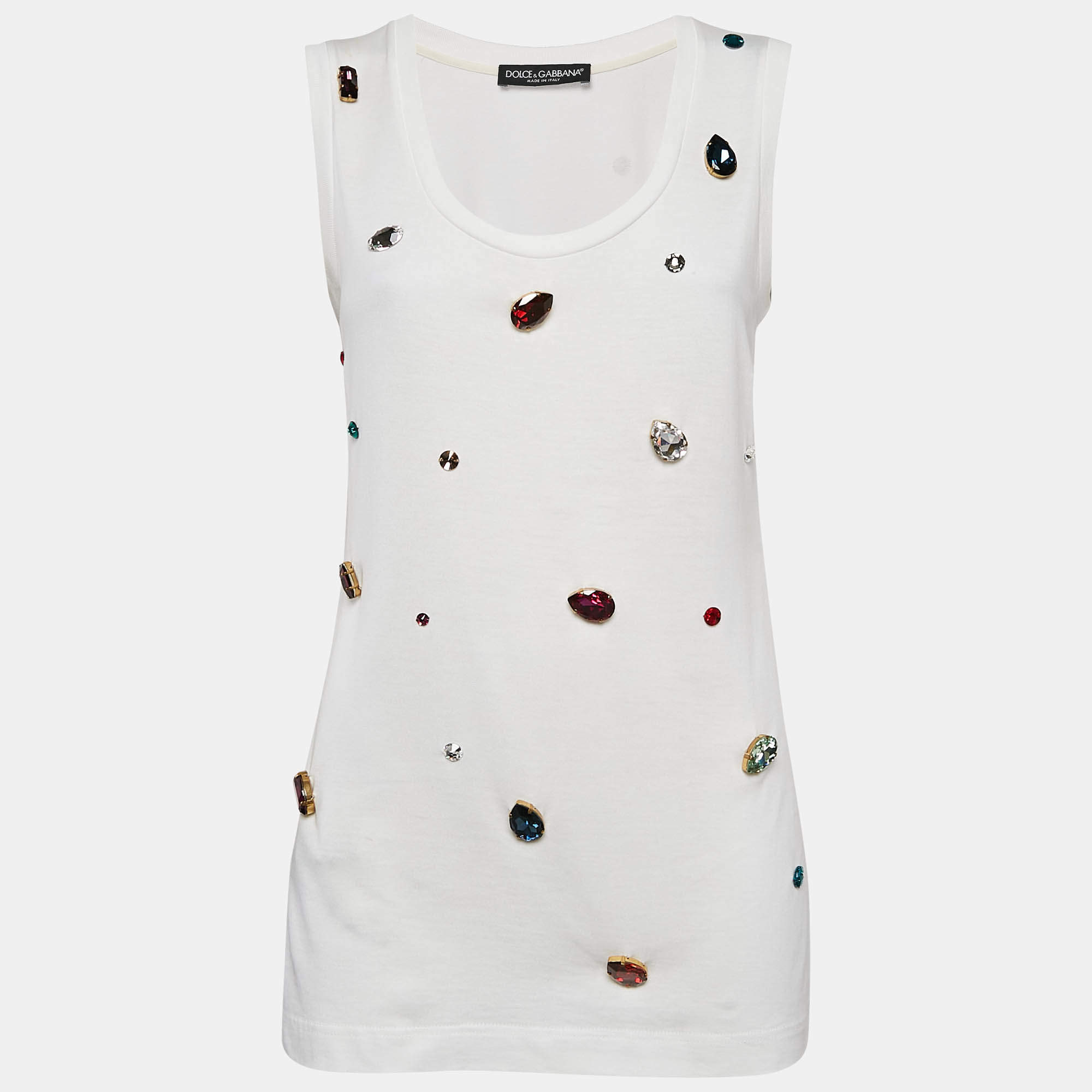 Dolce & Gabbana WHITE SLEEVELESS TOP ノースリーブ トップ Tank top with logo DOLCE & GABBANA | Blondie Shop