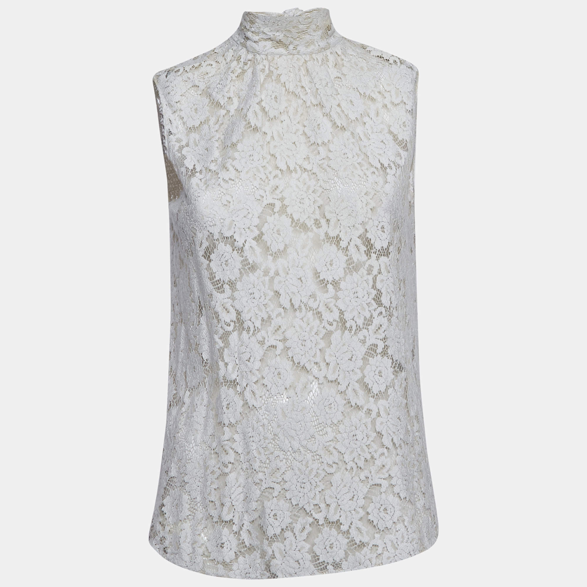 Dolce & Gabbana Cream Lace Sleeveless Top S