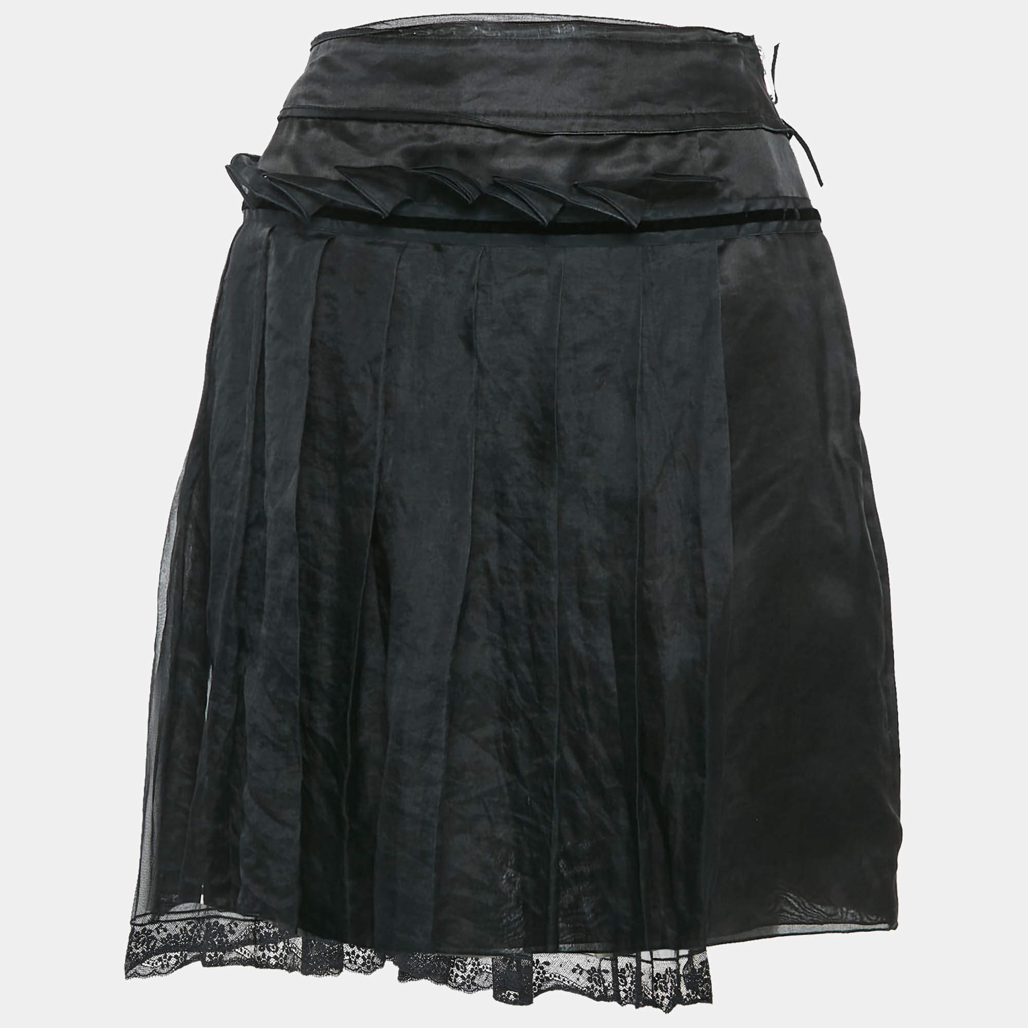 Dolce & Gabbana Black Crepe Pleated Mini Skirt L