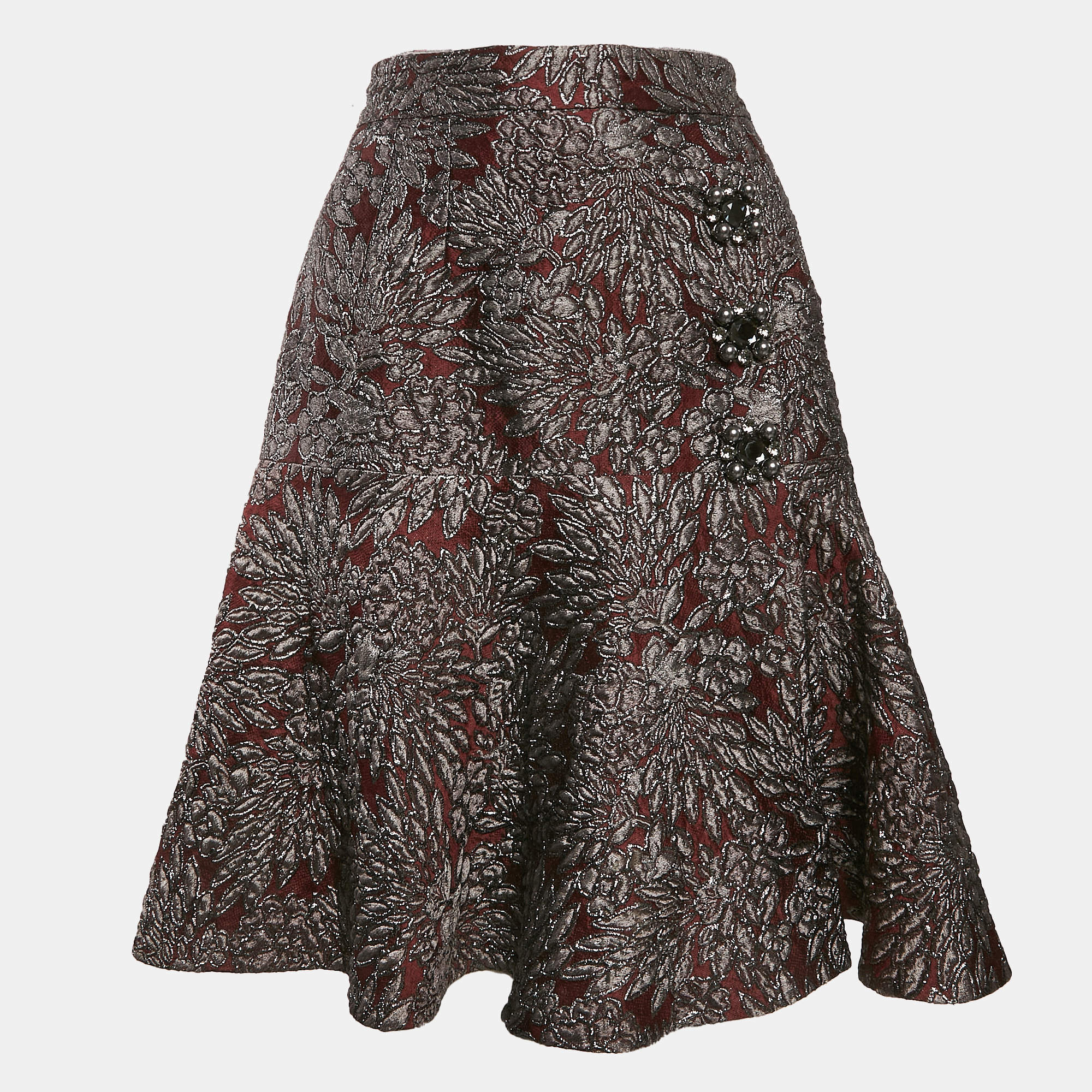 Dolce & Gabbana Metallic Jacquard Flared Mini Skirt M