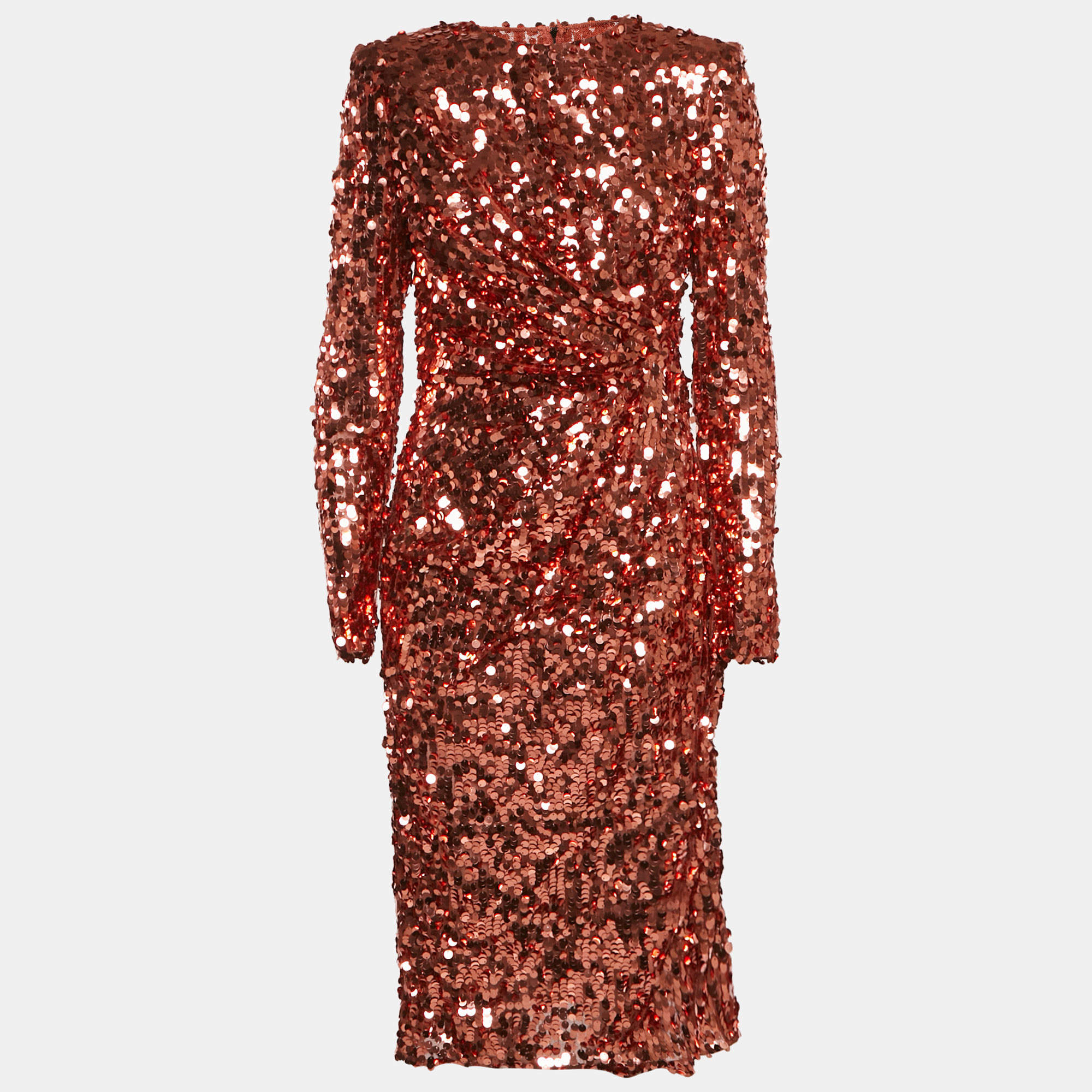 Dolce & Gabbana Metallic Sequin Mesh Midi Dress M