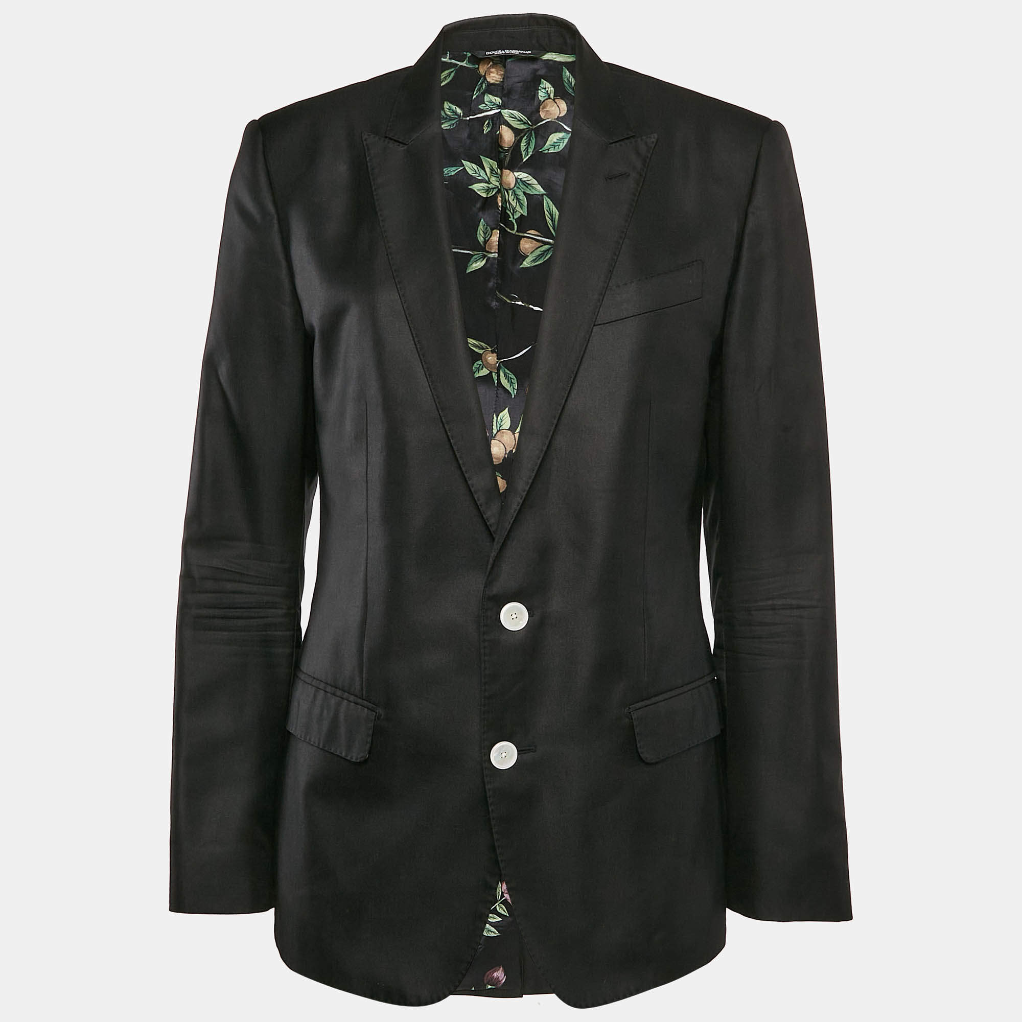 Pre Owned Dolce & Gabbana Black Silk Single Breasted Blazer L