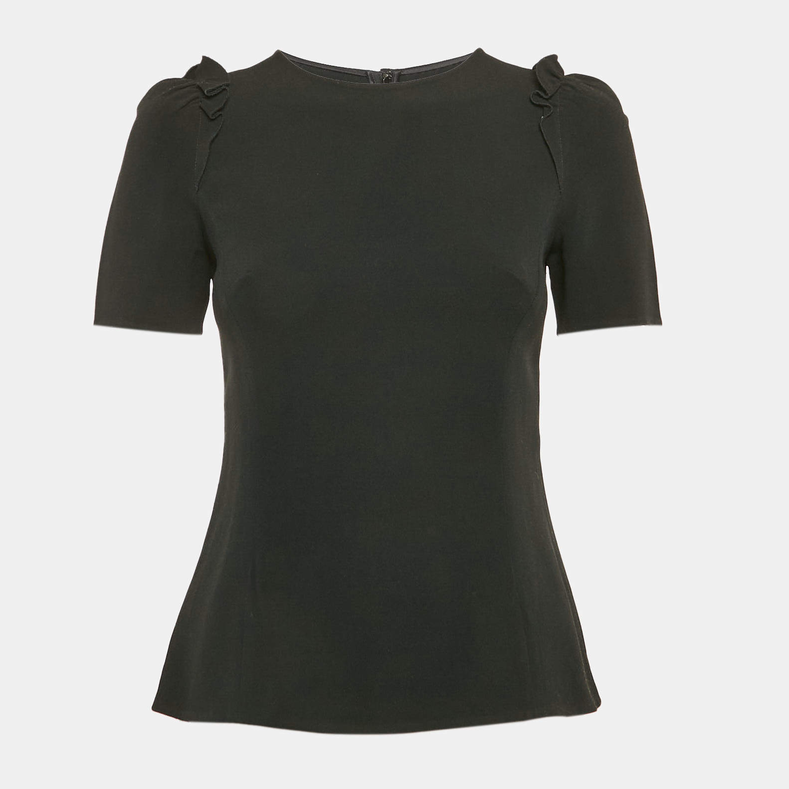 Pre Owned Dolce & Gabbana Black Crepe Ruffled Top S