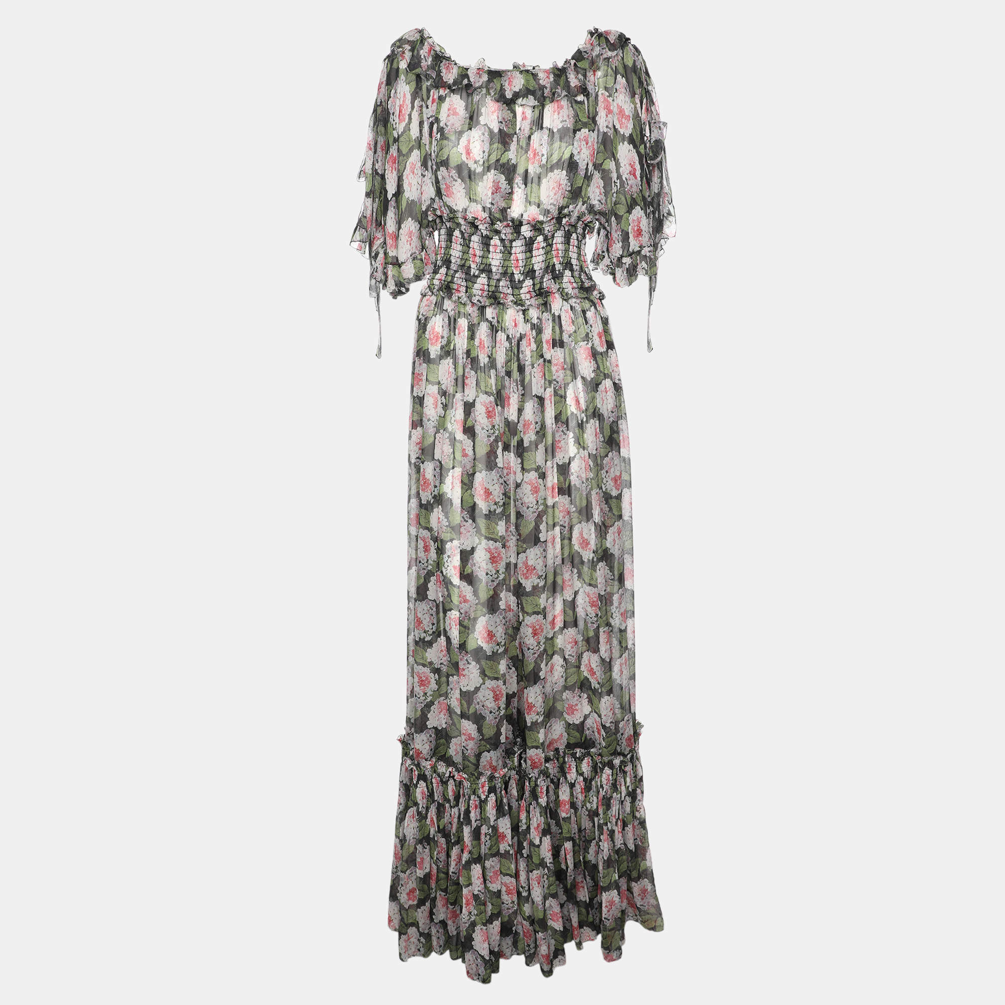 Pre Owned Dolce & Gabbana Multicolor Floral Print Silk Maxi Dress M