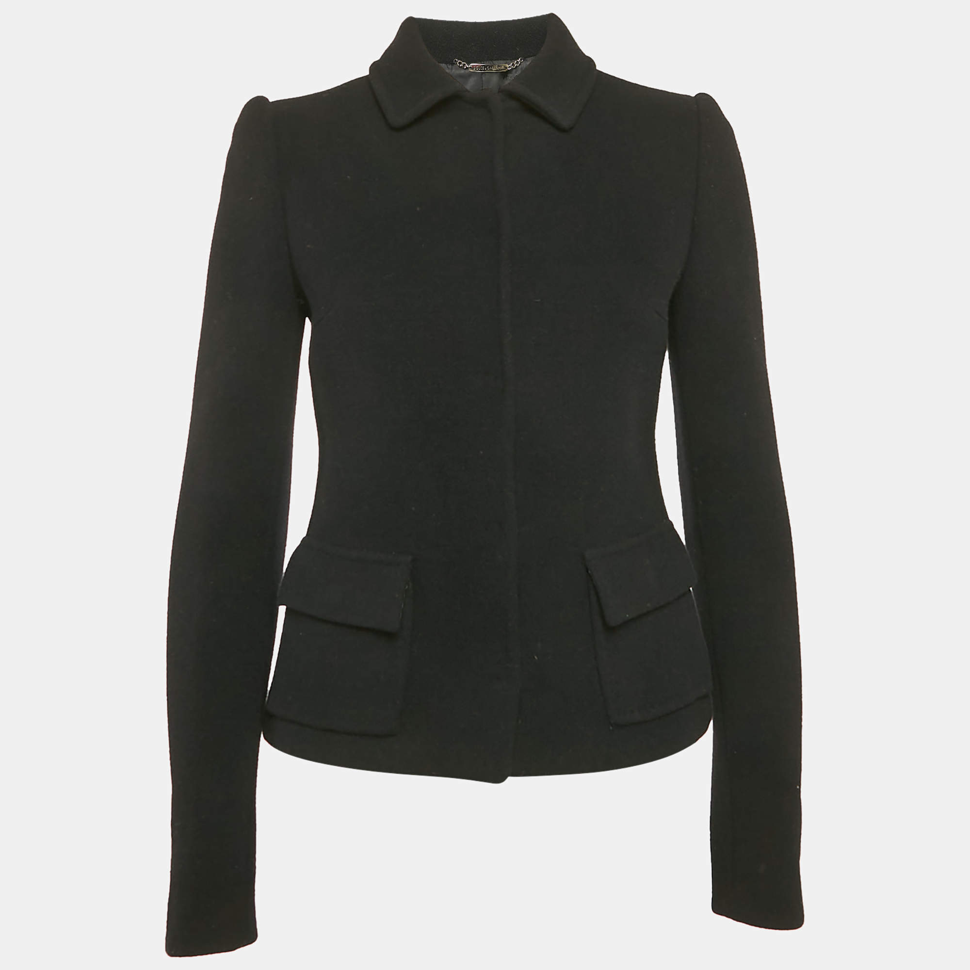 Dolce & Gabbana Vintage Black Felt Wool Jacket M 
