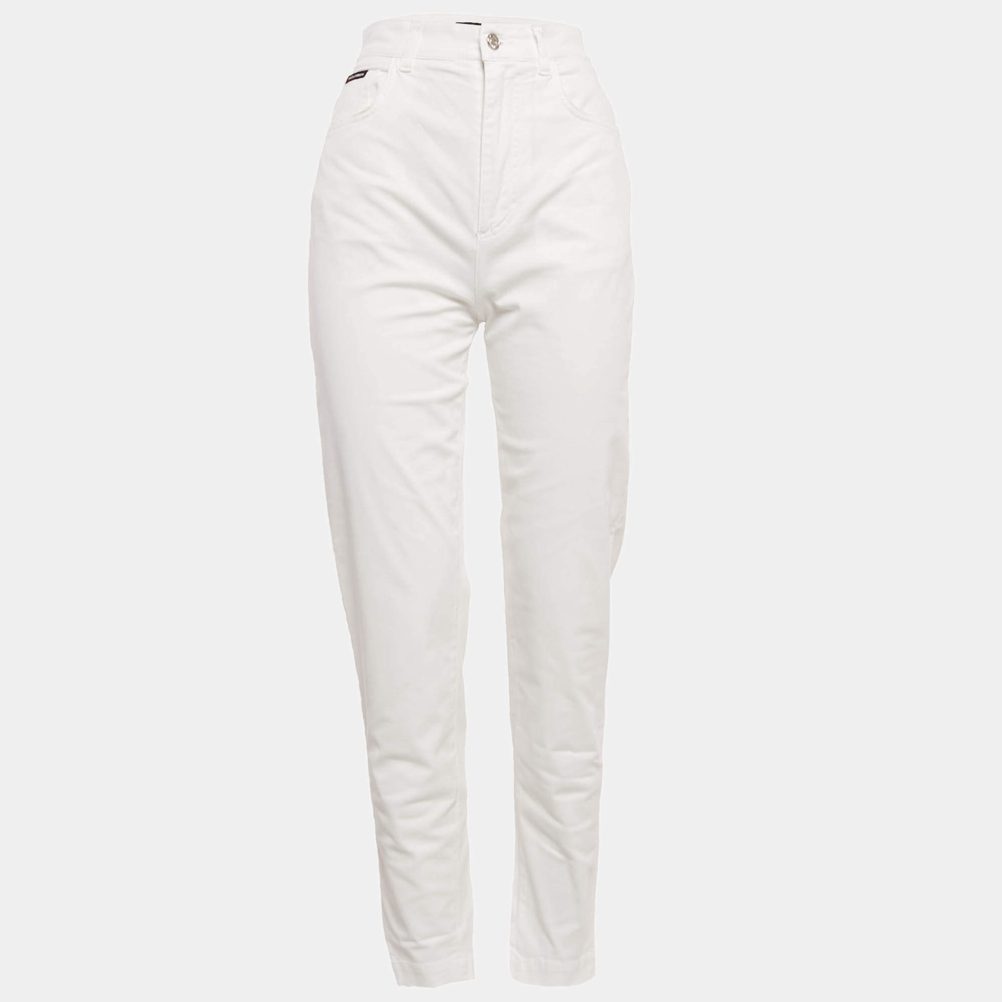 Pre Owned Dolce & Gabbana White Denim High-Waist Jeans M Waist 26"