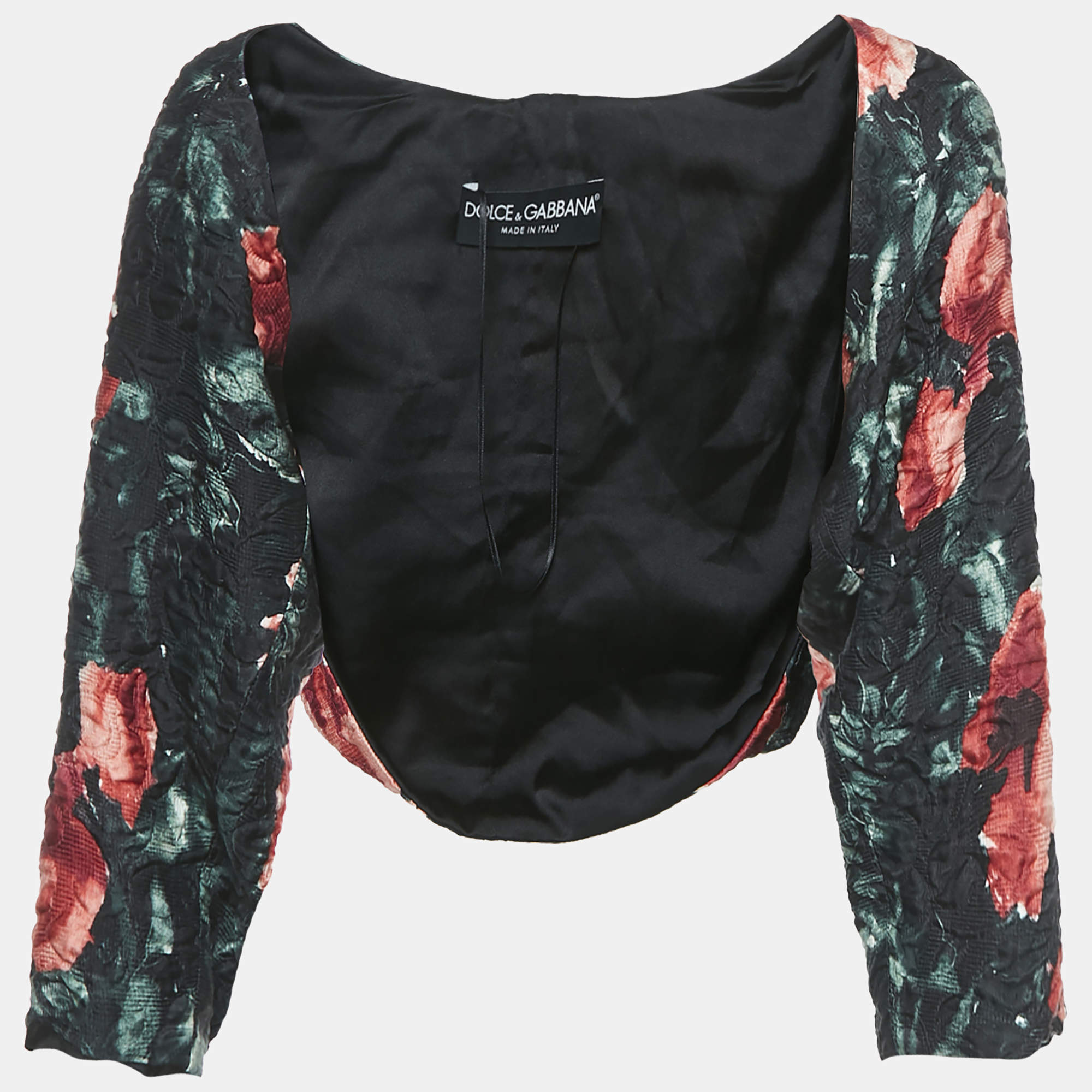 Dolce & Gabbana Black Floral Print Jacquard Bolero Jacket S