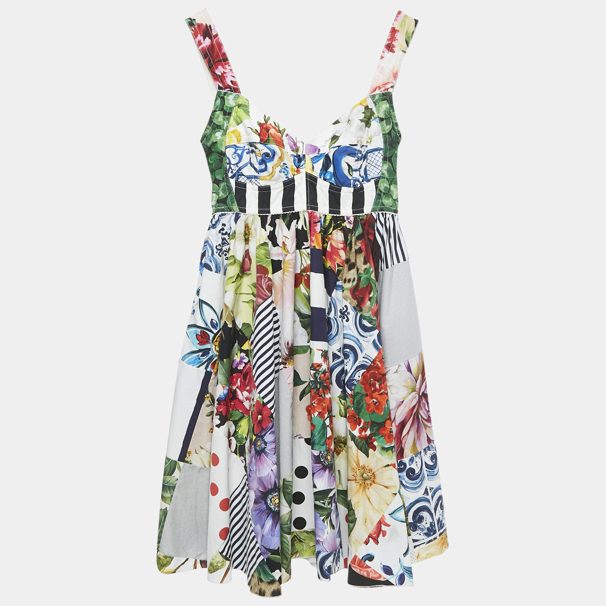 Dolce & Gabbana Multicolor Cotton Patchwork Short Dress S