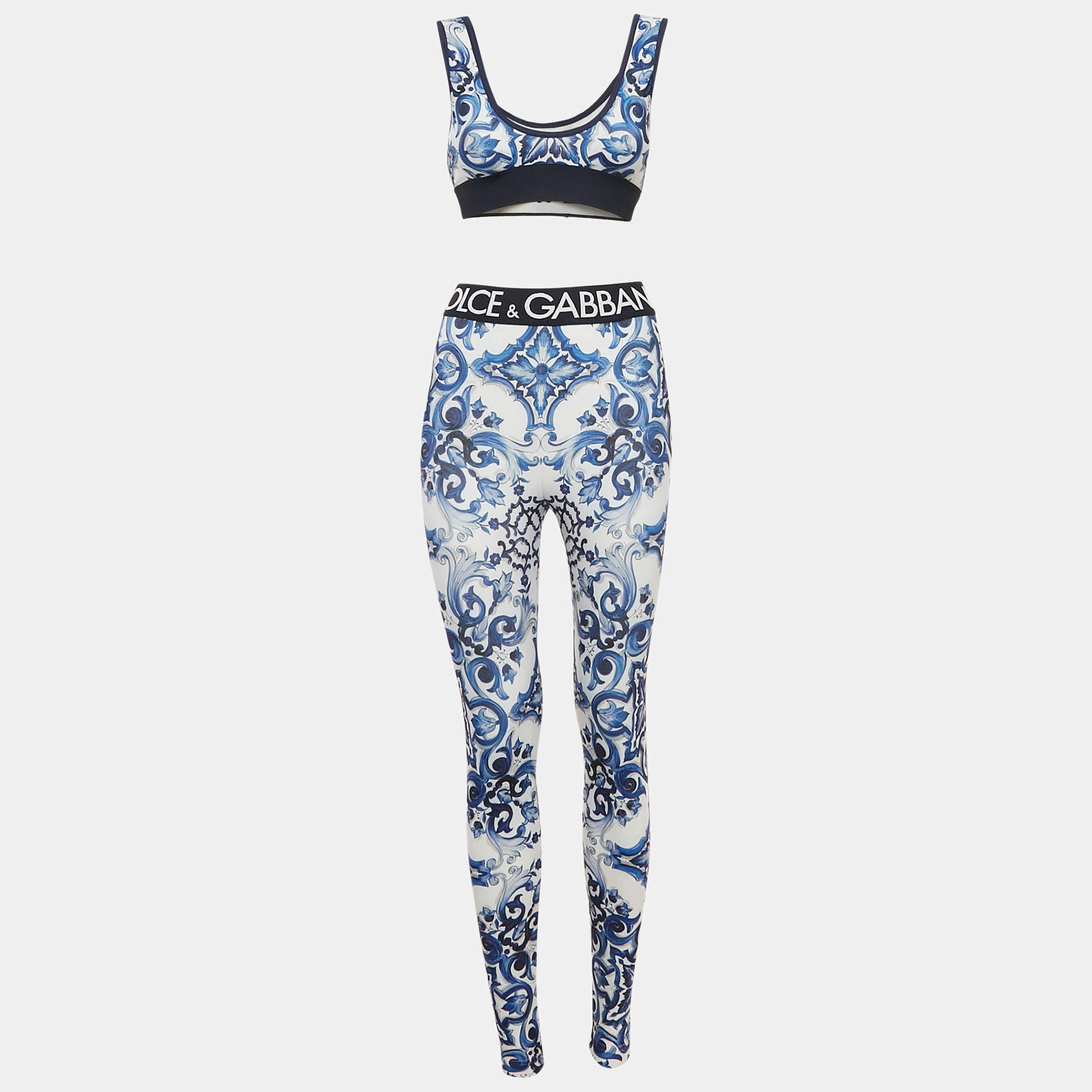 Dolce & Gabbana Blue Majolica Print Jersey Tracksuit S