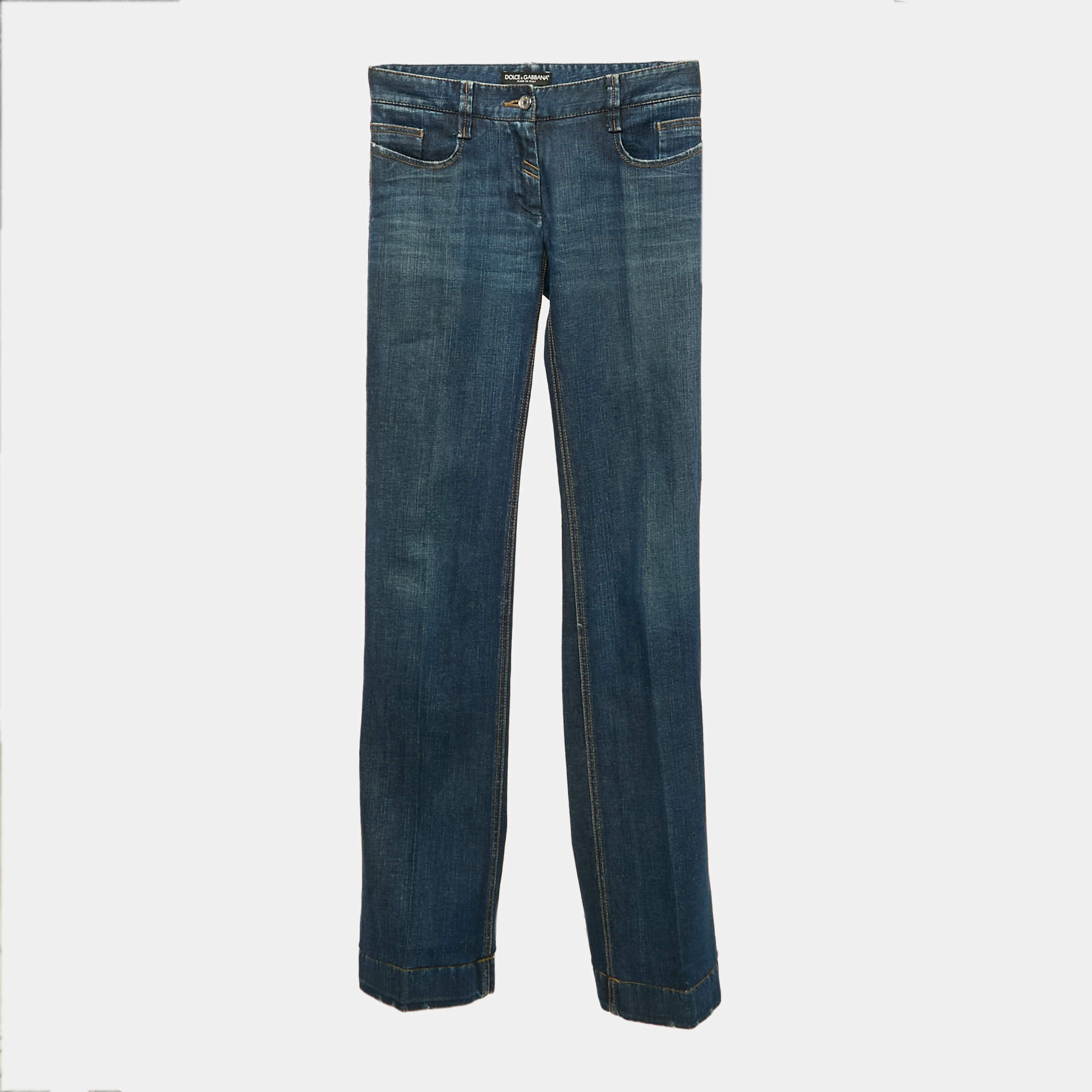 Dolce & Gabbana Blue Faded Denim Straight Leg  Jeans S Waist 26"