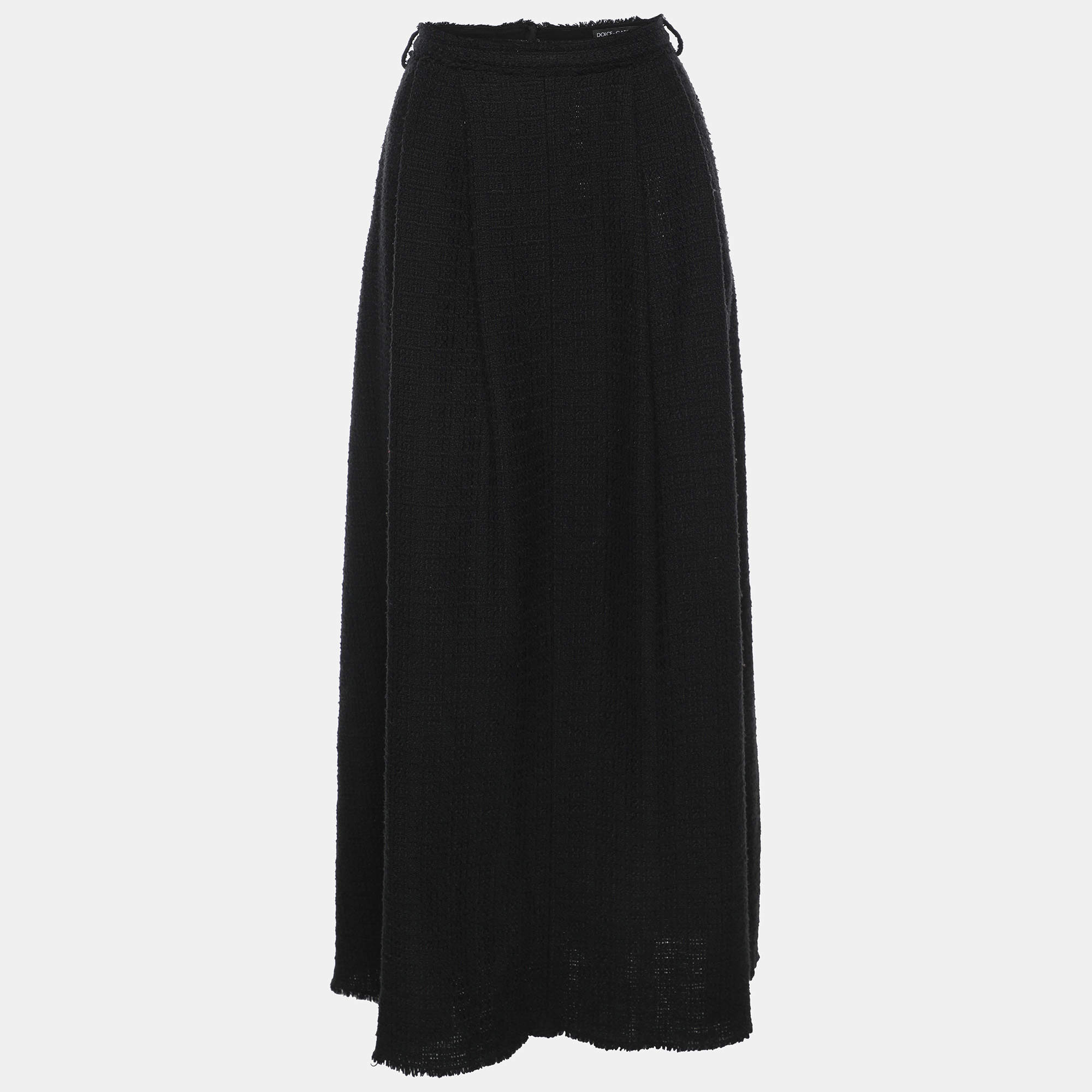 Dolce & Gabbana Black Tweed Maxi Skirt M