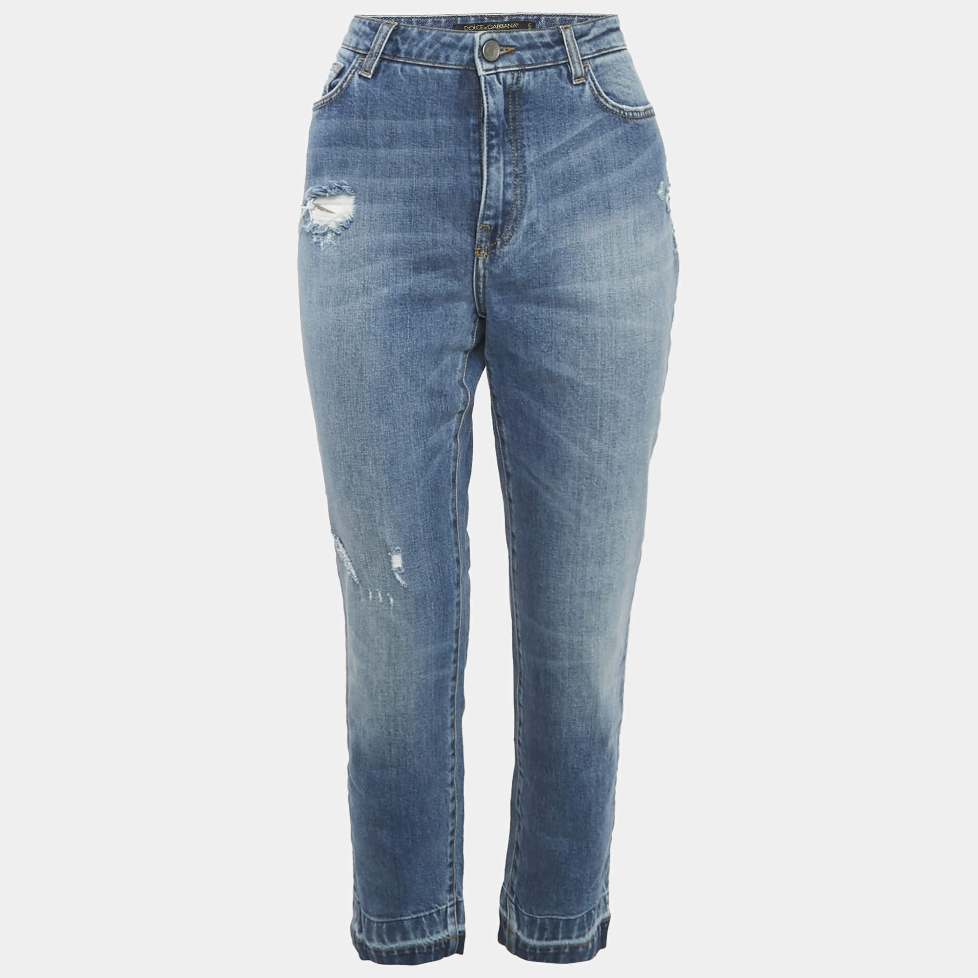 Pre Owned Dolce & Gabbana Blue Heart Applique Denim Audrey Jeans L Waist 31"