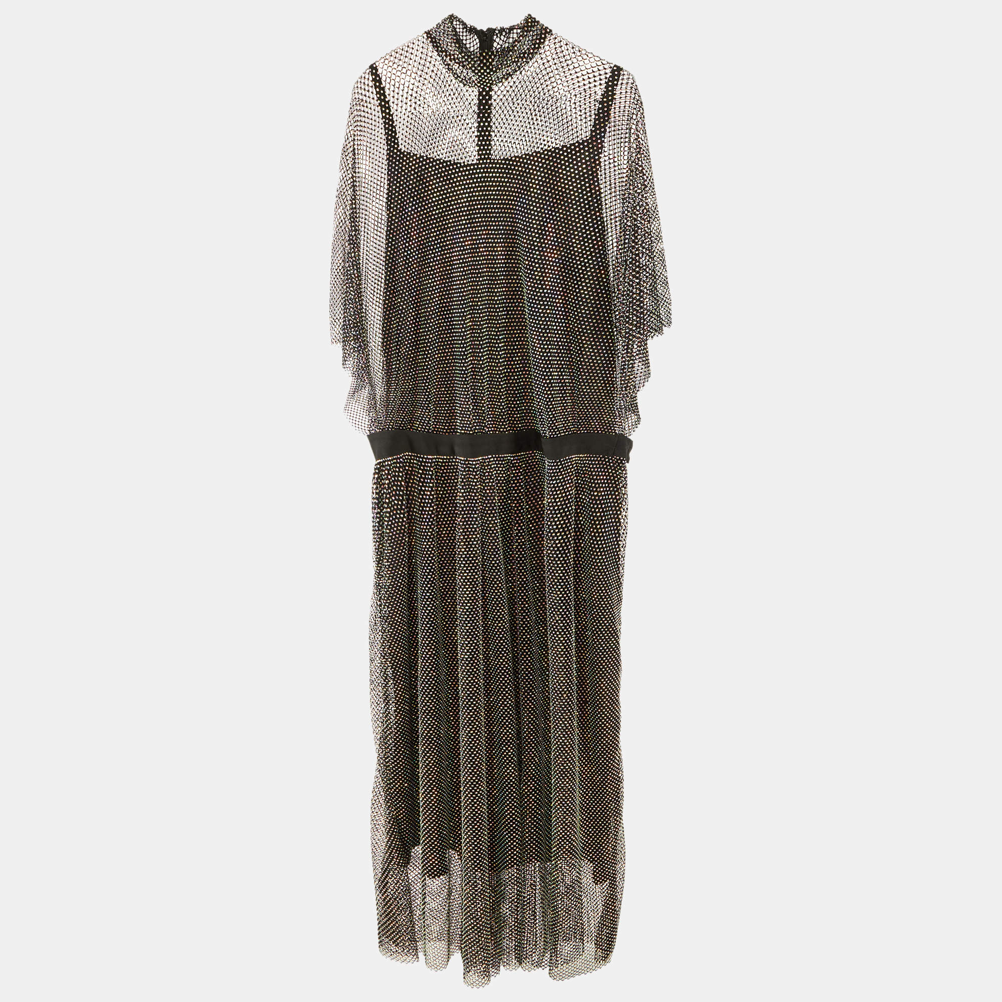 Dolce & Gabbana Black Rhinestone Embellished Oversized Maxi Dress XL