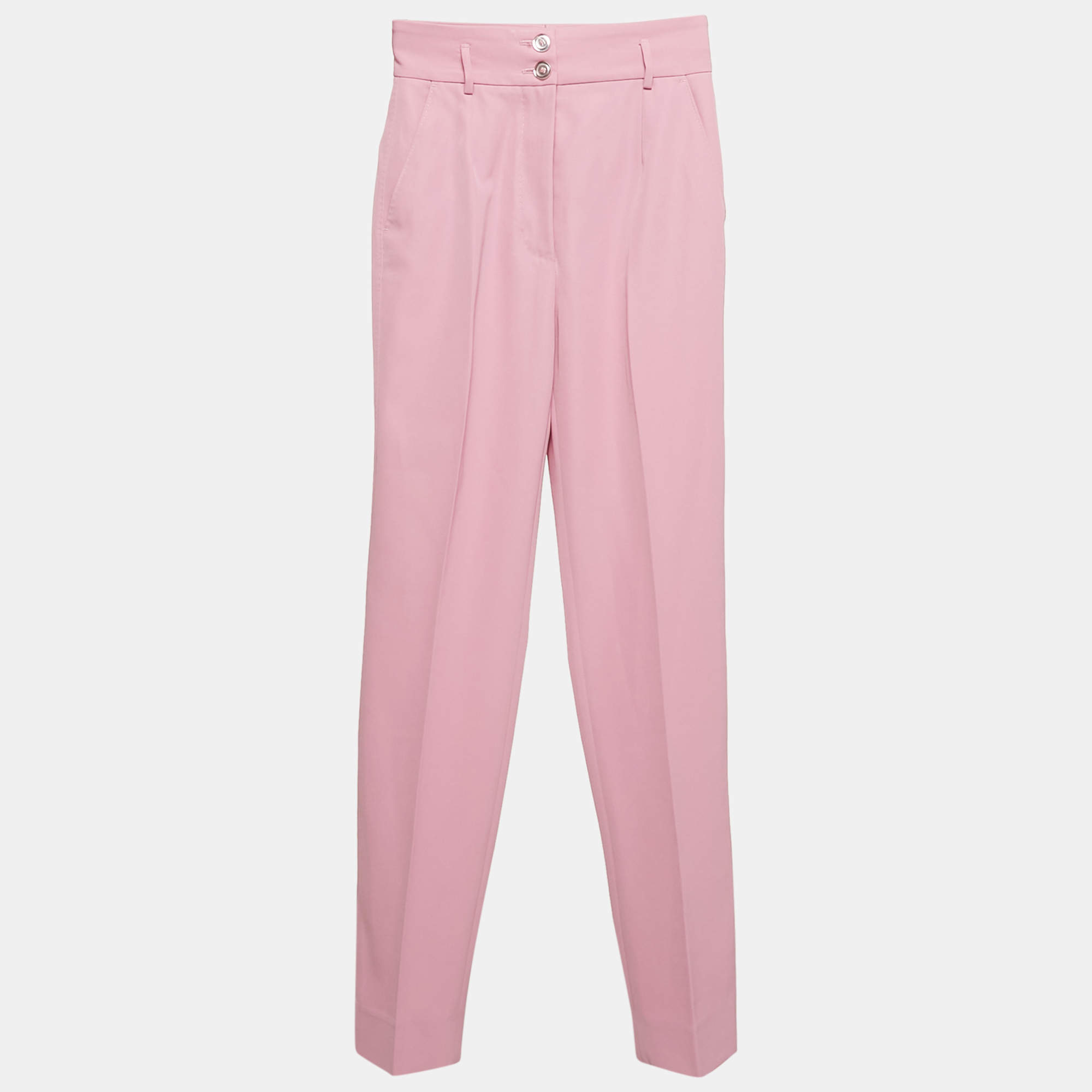 Dolce & Gabbana Pink Gabardine High Rise Trousers XS