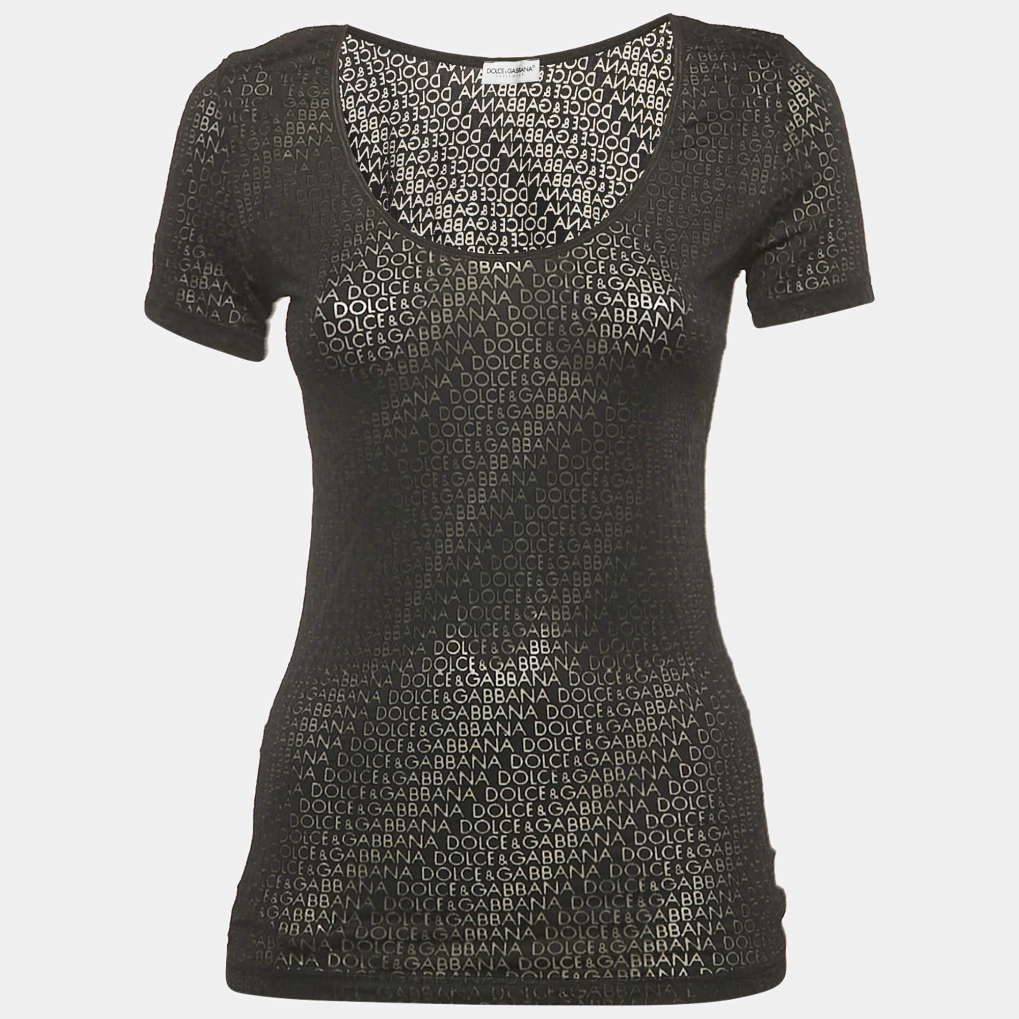 Dolce & Gabbana Underwear Black Monogram Jersey Top L