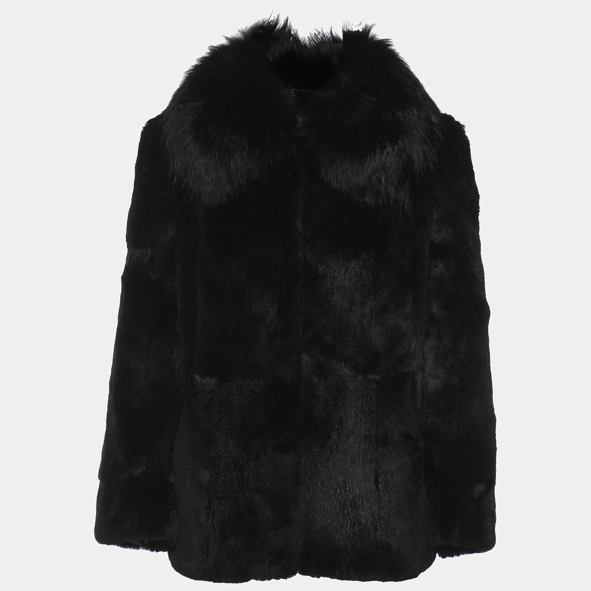 Dolce & Gabbana Black Rabbit Fur Jacket M