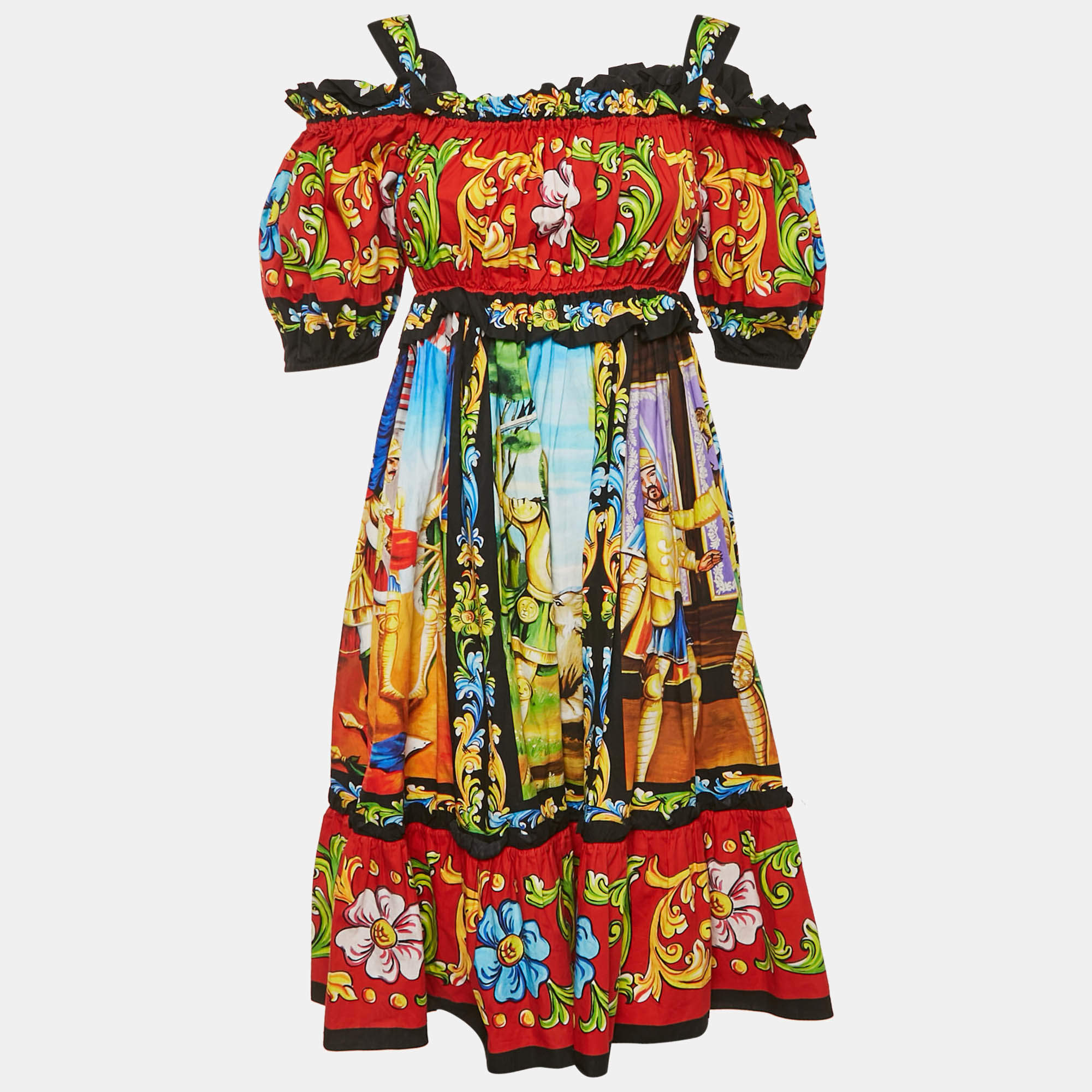 Pre Owned Dolce & Gabbana Multicolor Carretto Print Cotton Short Dress XS
