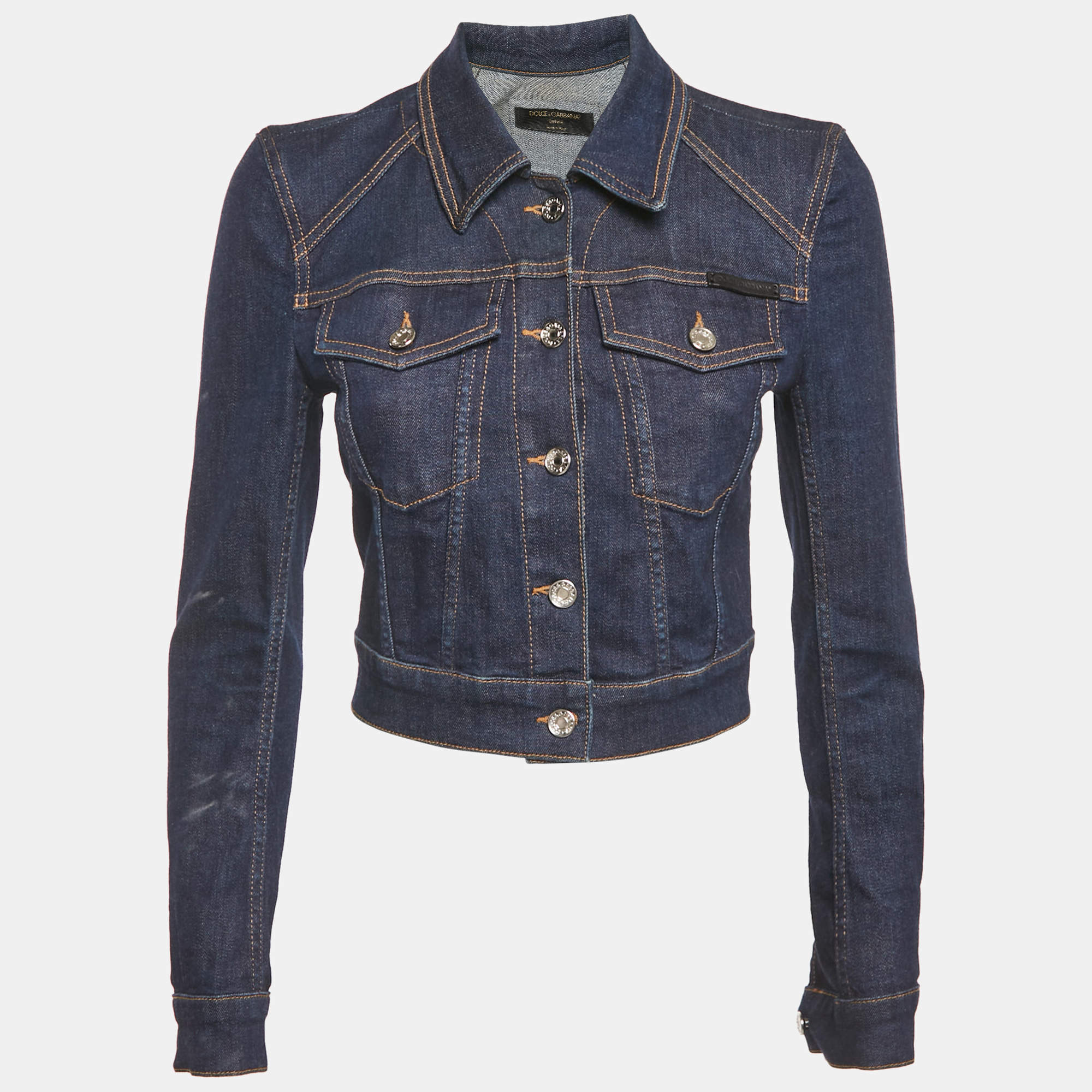 مملوكة مسبقًا Dolce & Gabbana Blue Denim Cropped Jacket XS