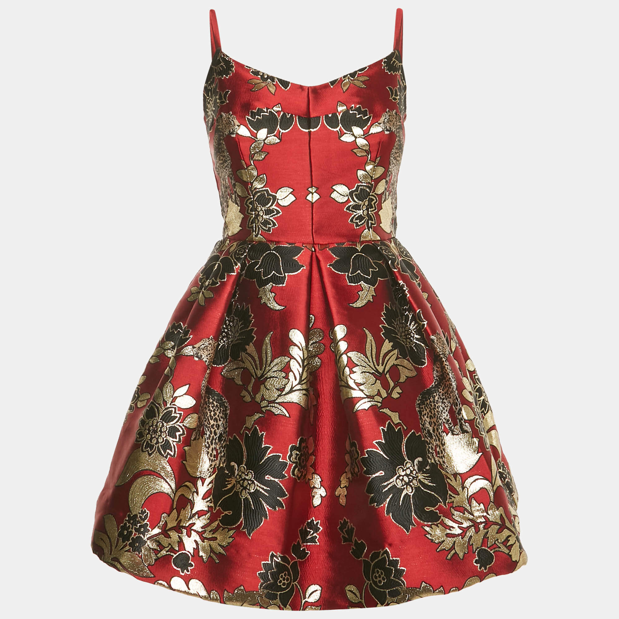 Pre Owned فستان ميني دولتشي أند غاب انا جاكار أحمر داكن لوريكس مقاس صغير - سمول