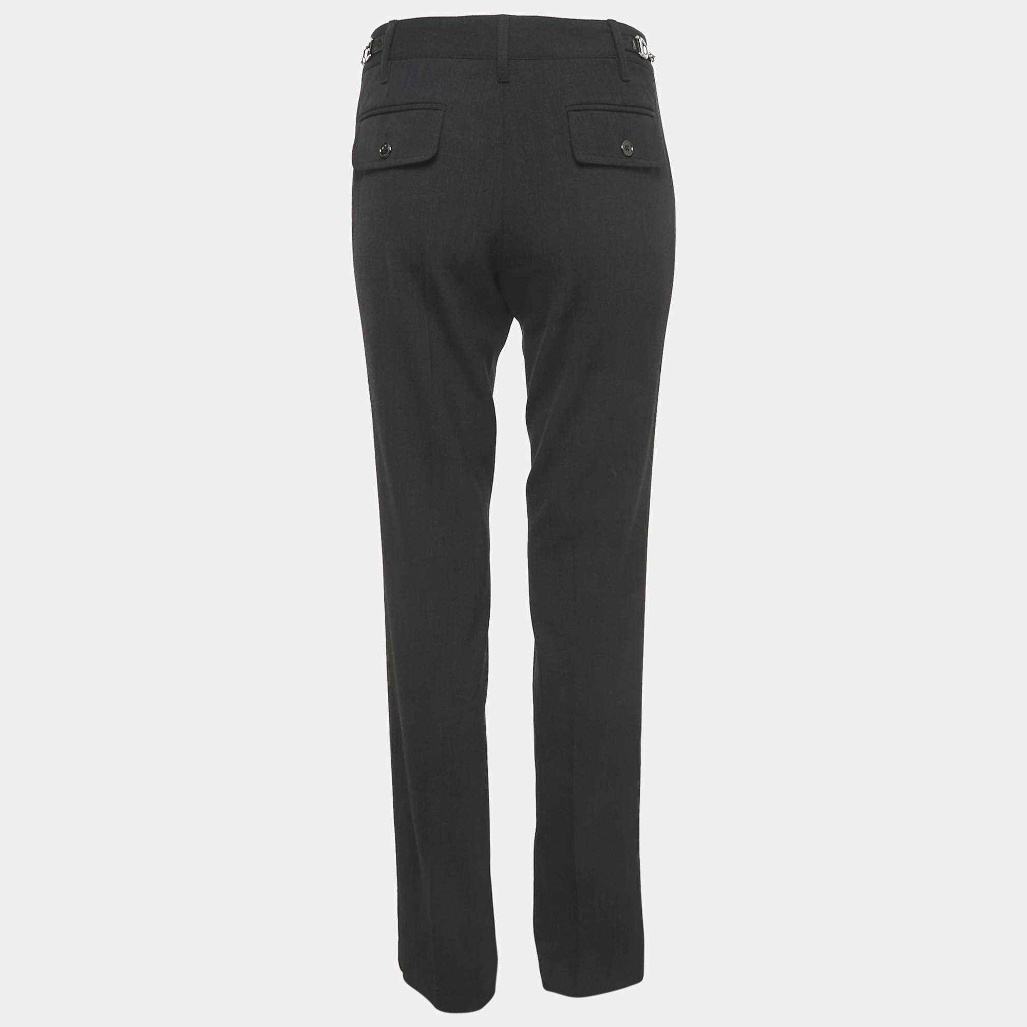Dolce & Gabbana Black Linen Straight Leg Pants S Dolce