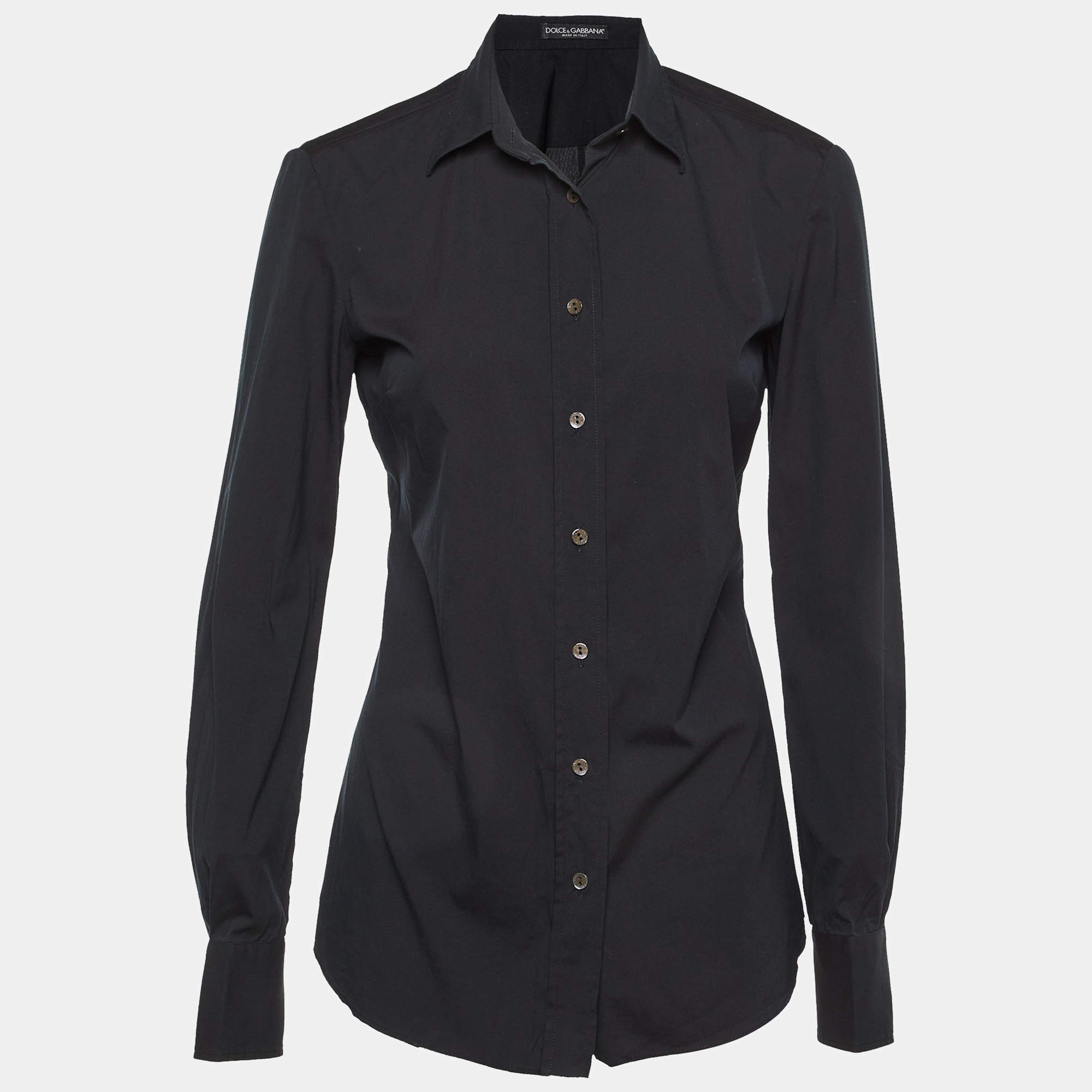 Pre Owned Dolce & Gabbana Black Cotton Button Front S