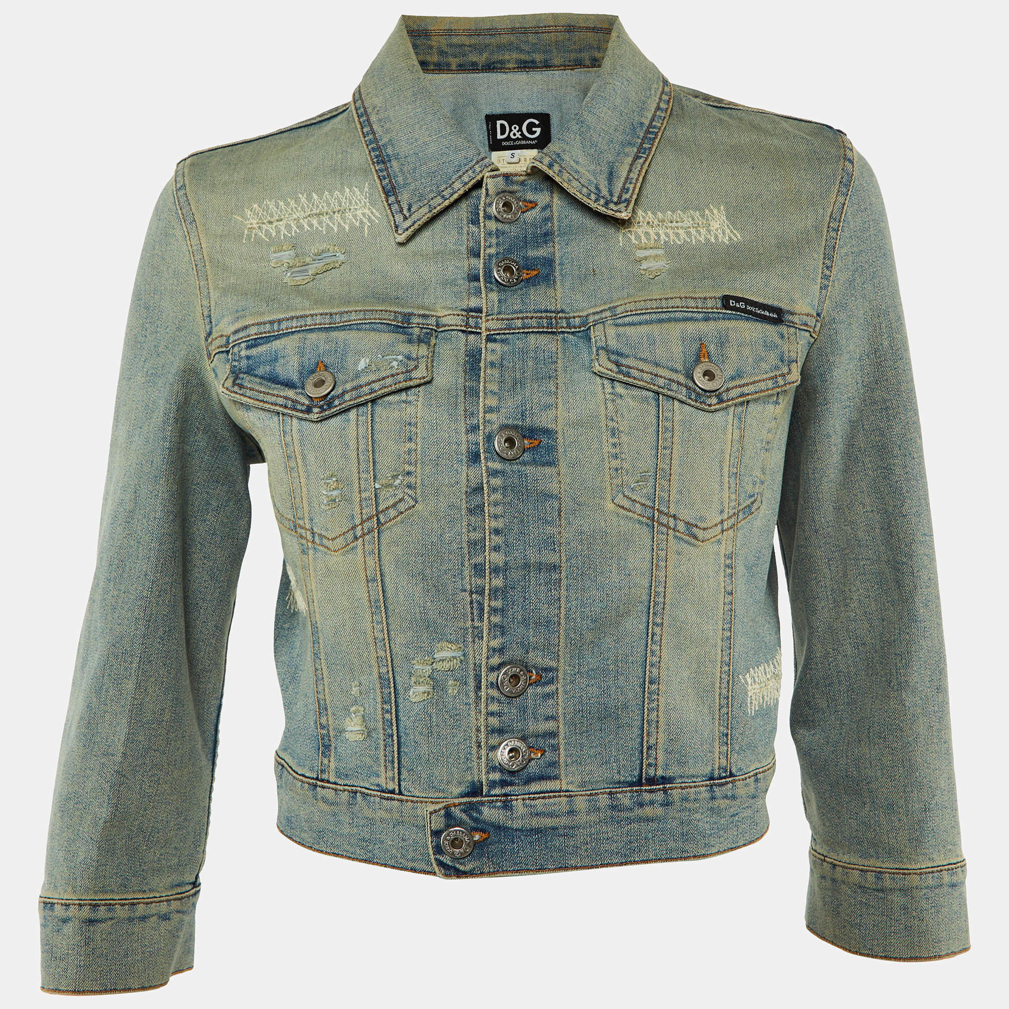 Pre Owned Dolce & Gabbana Light Blue Denim Button Front Jacket S