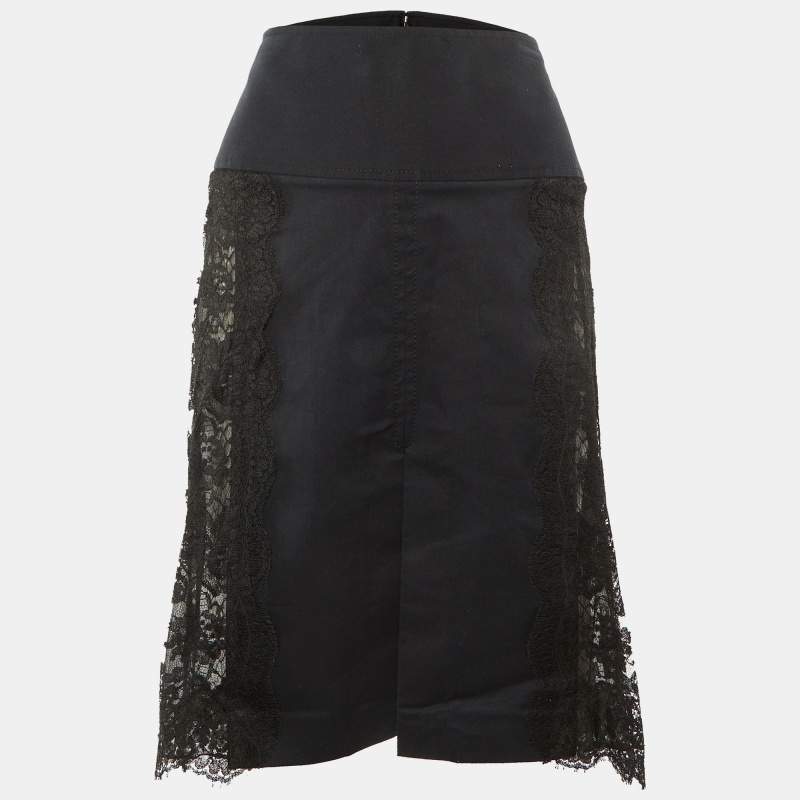 Pre Owned Dolce & Gabbana Black Lace Strapless Corset Dress M