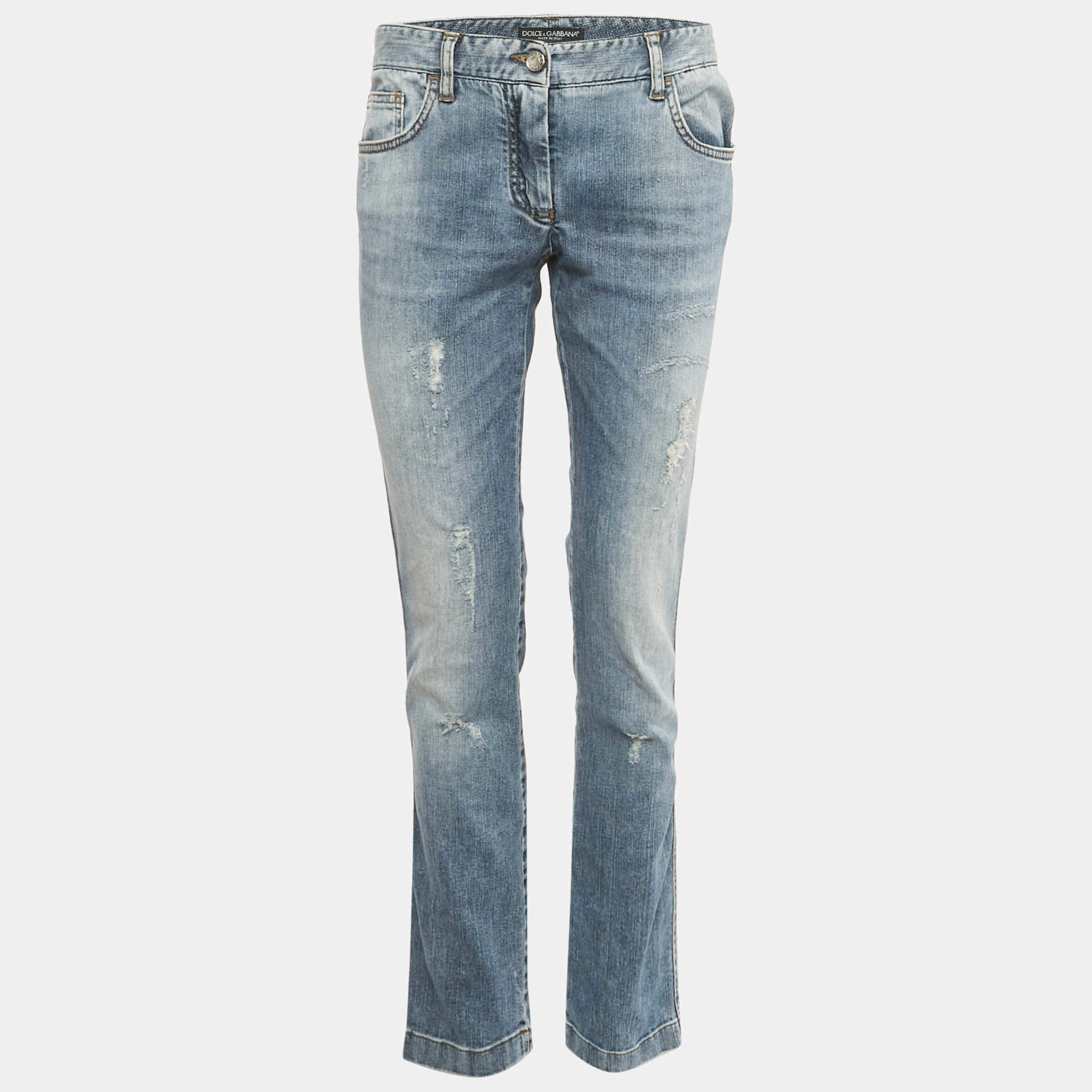 Pre Owned Dolce & Gabbana Blue Faded Denim Skinny Jeans M Waist 30"