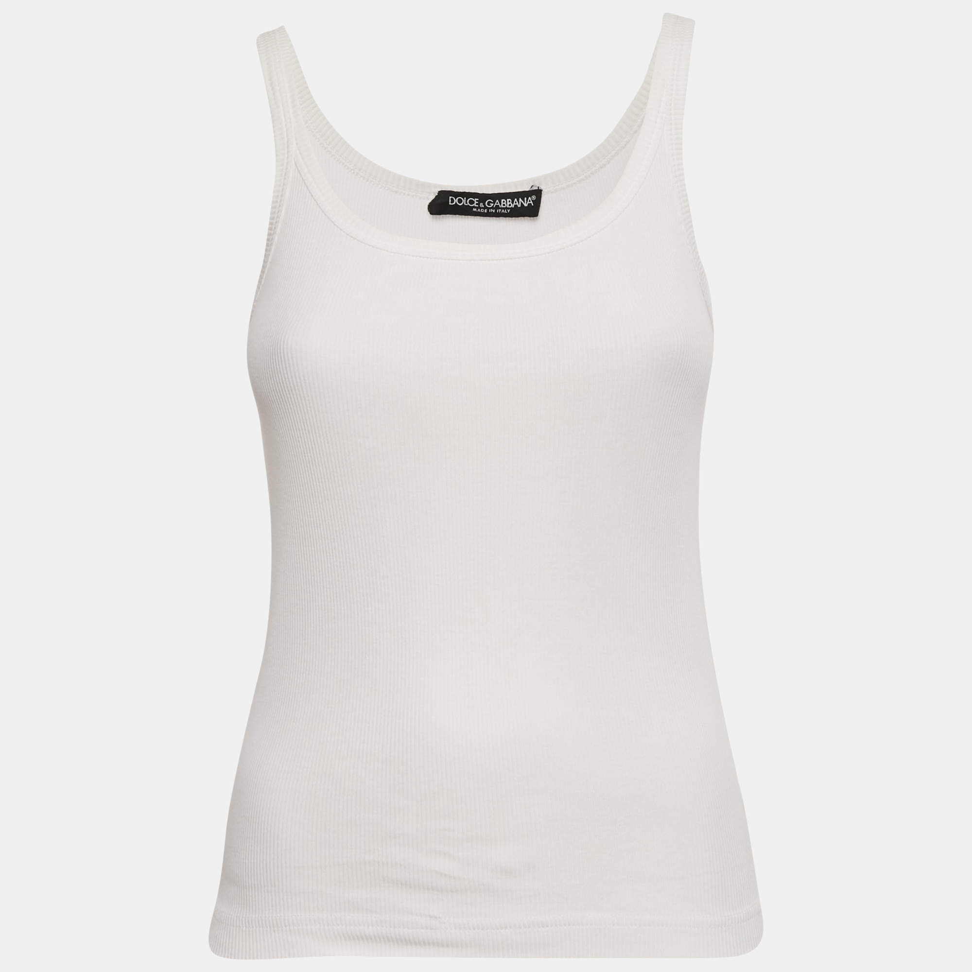 Pre Owned Dolce & Gabbana White Cotton Tank Top S
