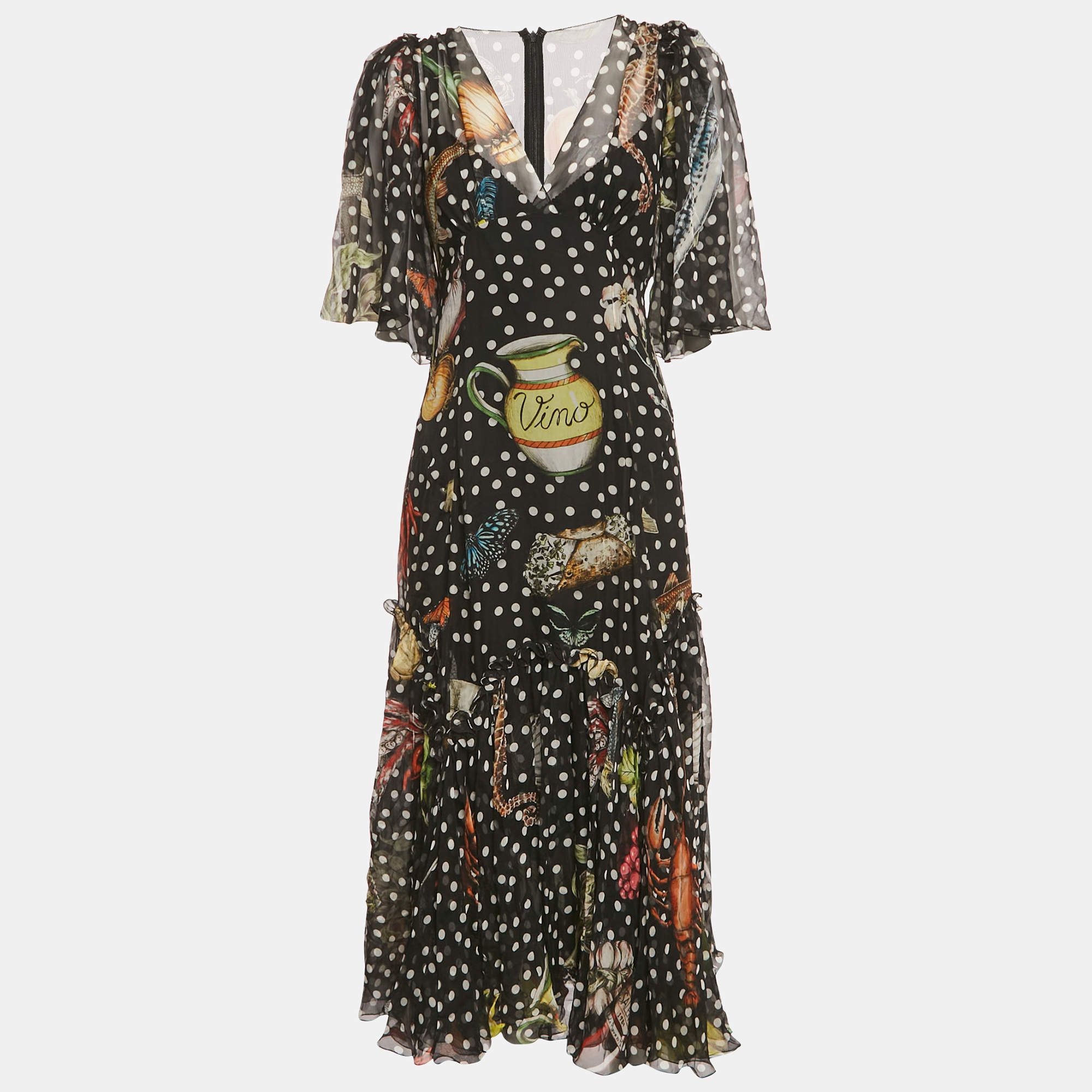 【VIP価格】DOLCE & GABBANA Black Floral Maxi Dress DOLCE & GABBANA Dress Black Floral Cut Out Sheath Long Maxi