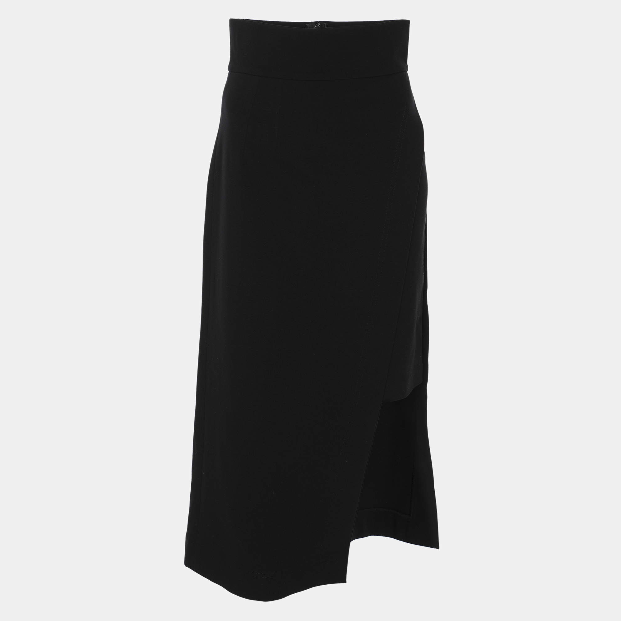 Pre Owned Dolce & Gabbana Black Knit Asymmetric Midi Skirt S