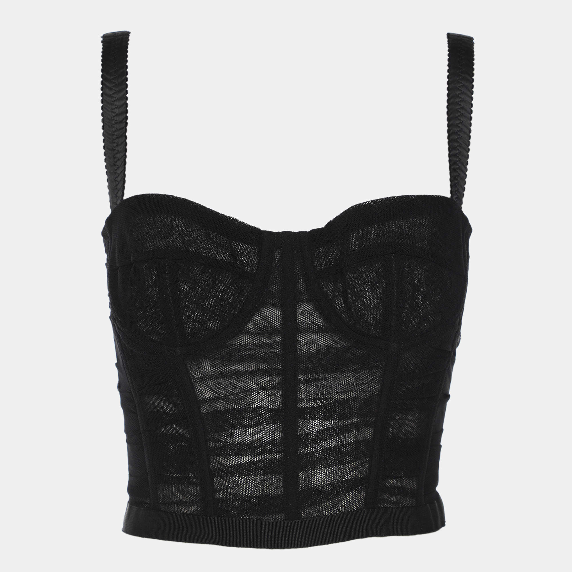 Pre Owned Dolce & Gabbana Black Tulle Top S
