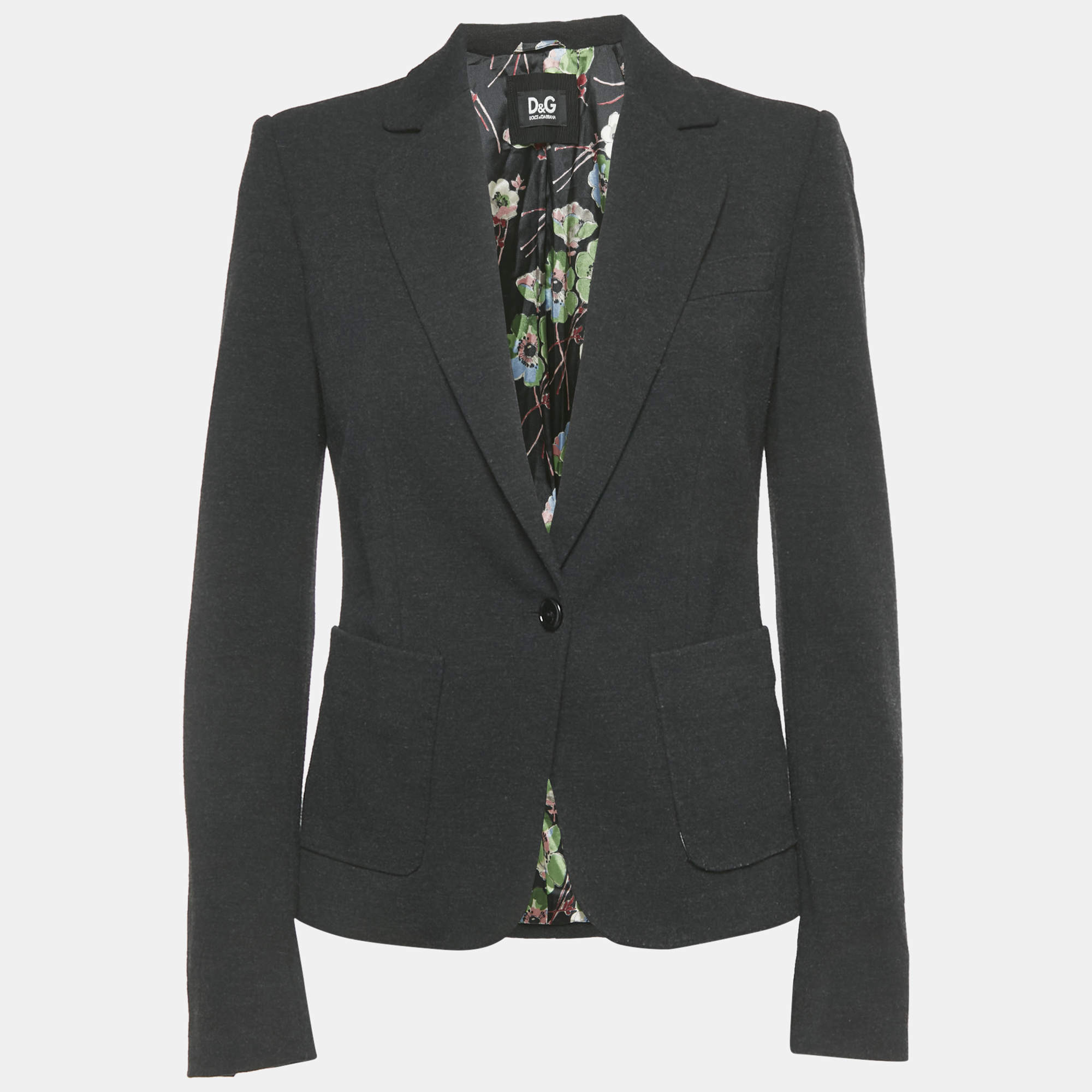 Pre Owned Dolce & Gabbana Black Viscose Blend Single Breasted Blazer M