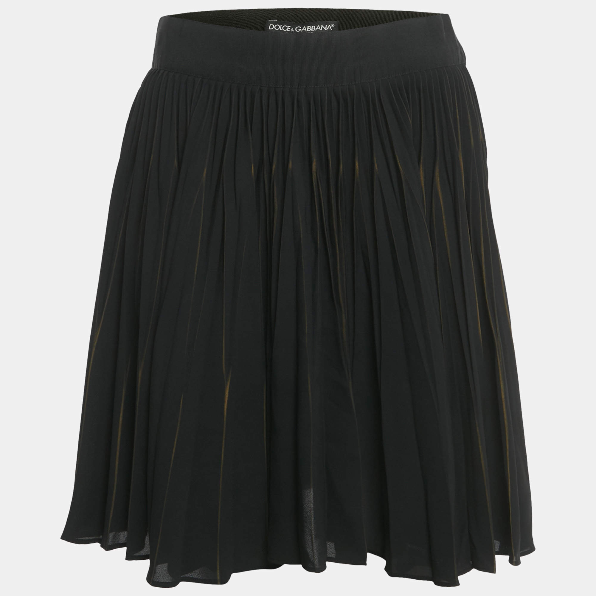 Pre Owned Dolce & Gabbana Black Crepe Pleated Mini Skirt M