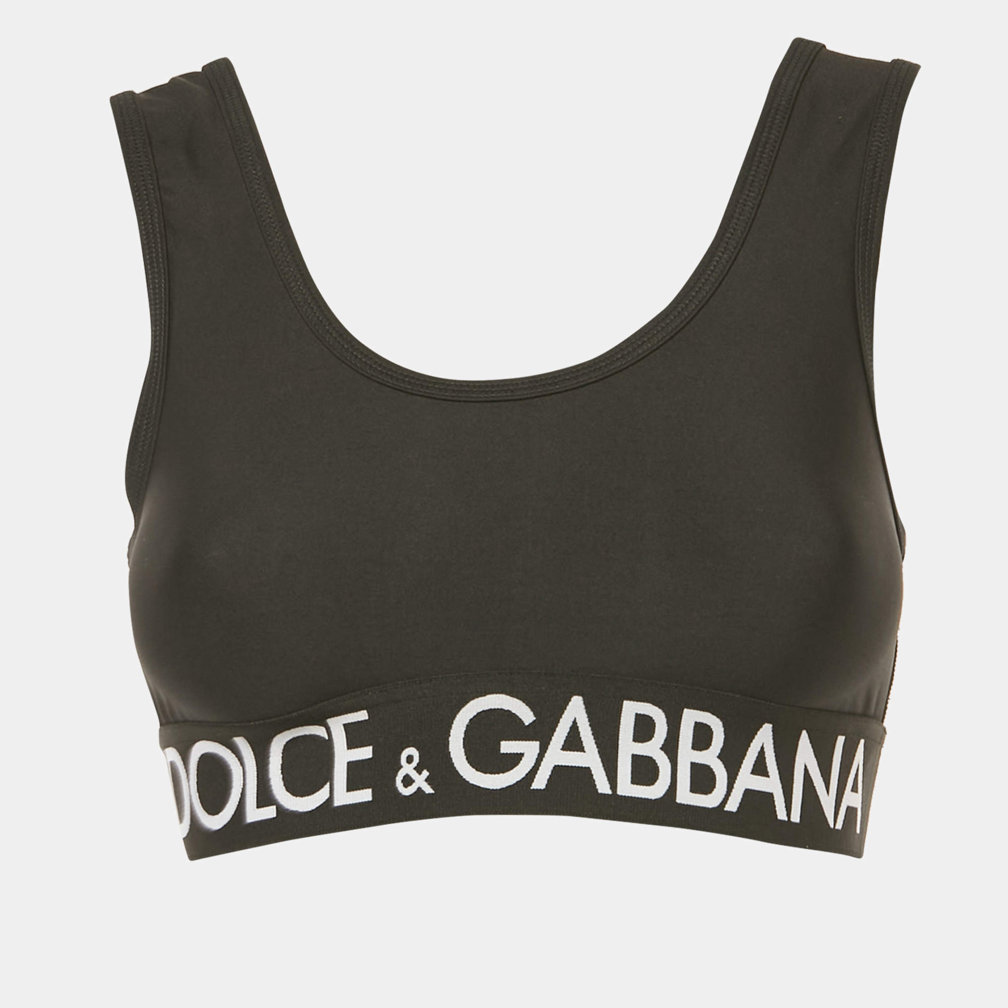 Pre Owned Dolce & Gabbana Exclusive Black Logo Band Jersey Sporty Top S
