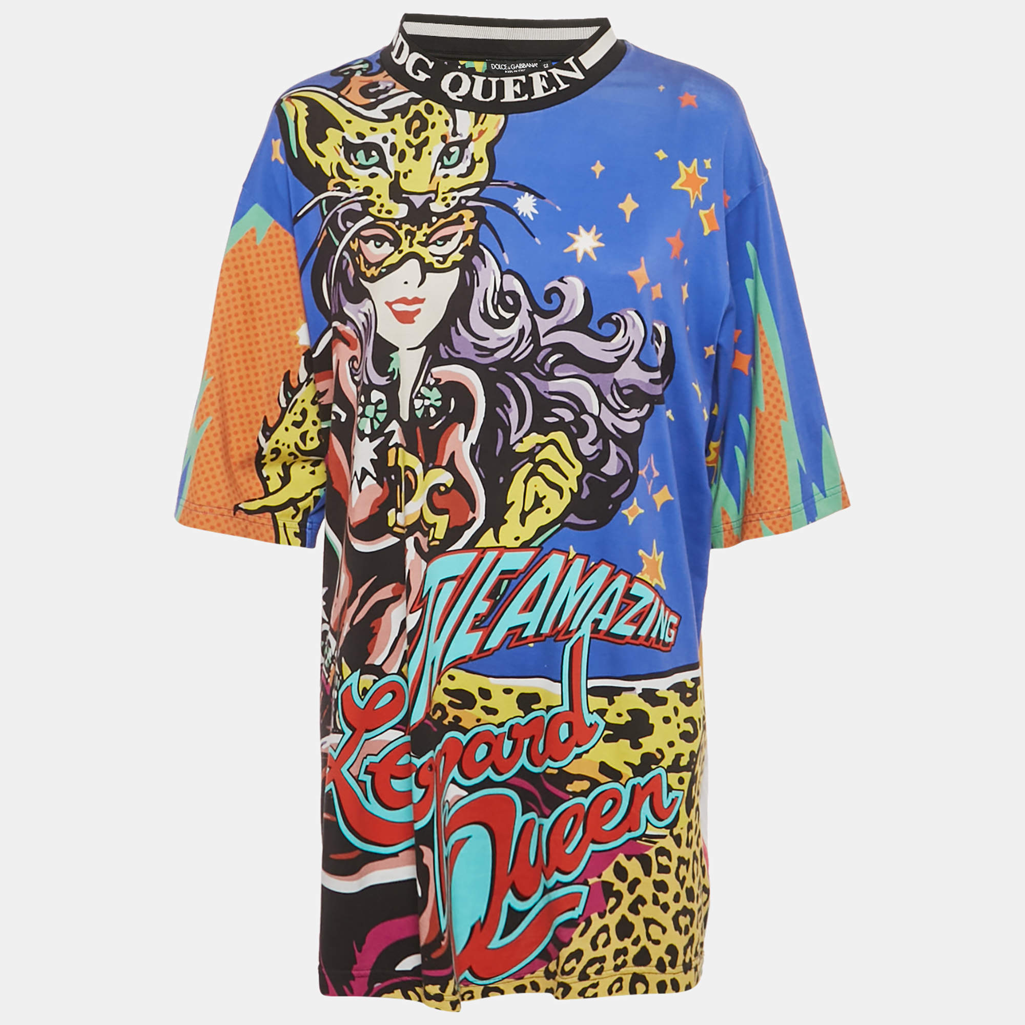 Pre Owned Dolce & Gabbana Multicolor Printed Cotton Mini Dress M