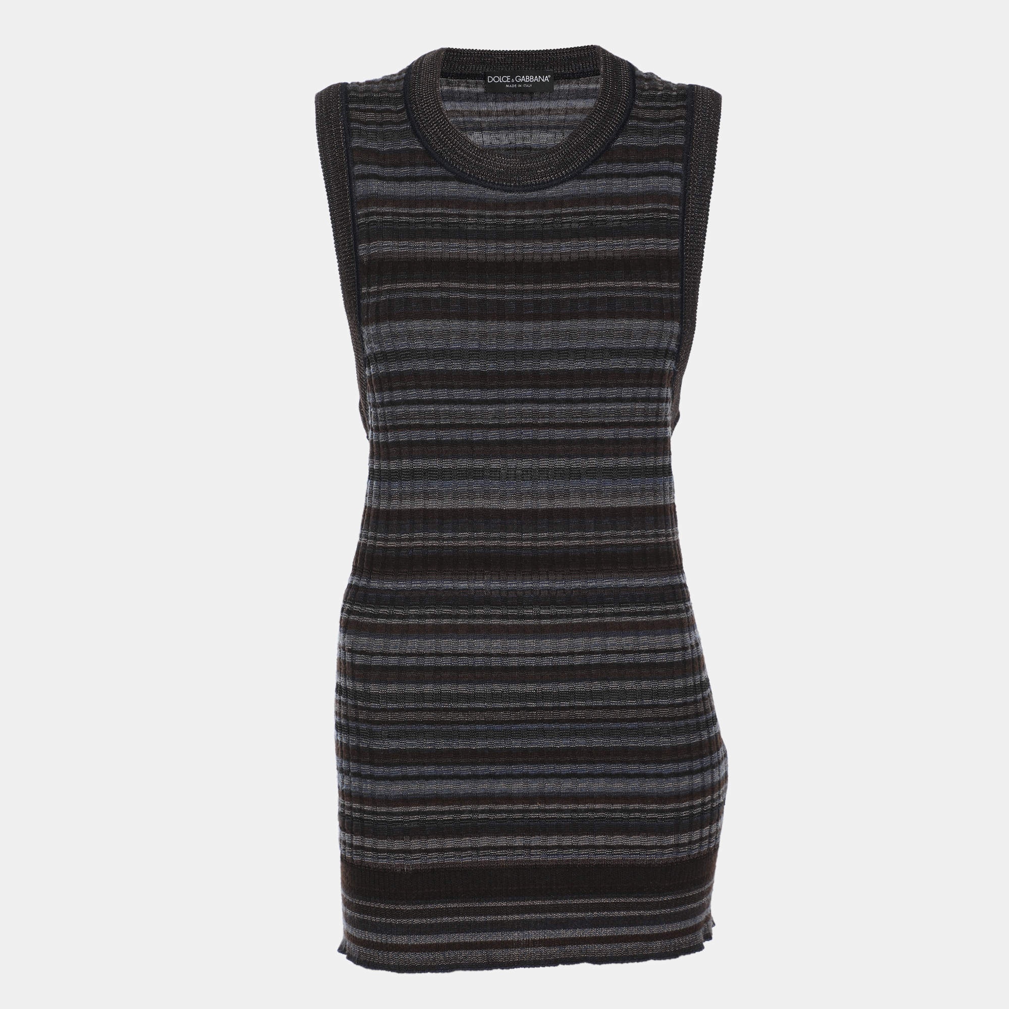 Pre Owned Dolce & Gabbana Multicolor Rib Knit Sleeveless Tops XL