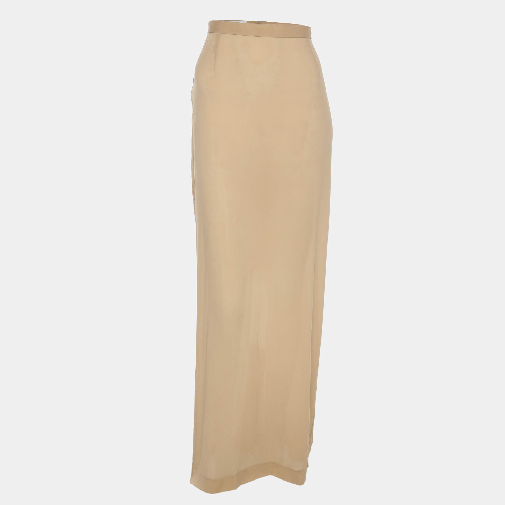 Pre Owned Dolce & Gabbana Beige Chiffon Maxi Skirt M