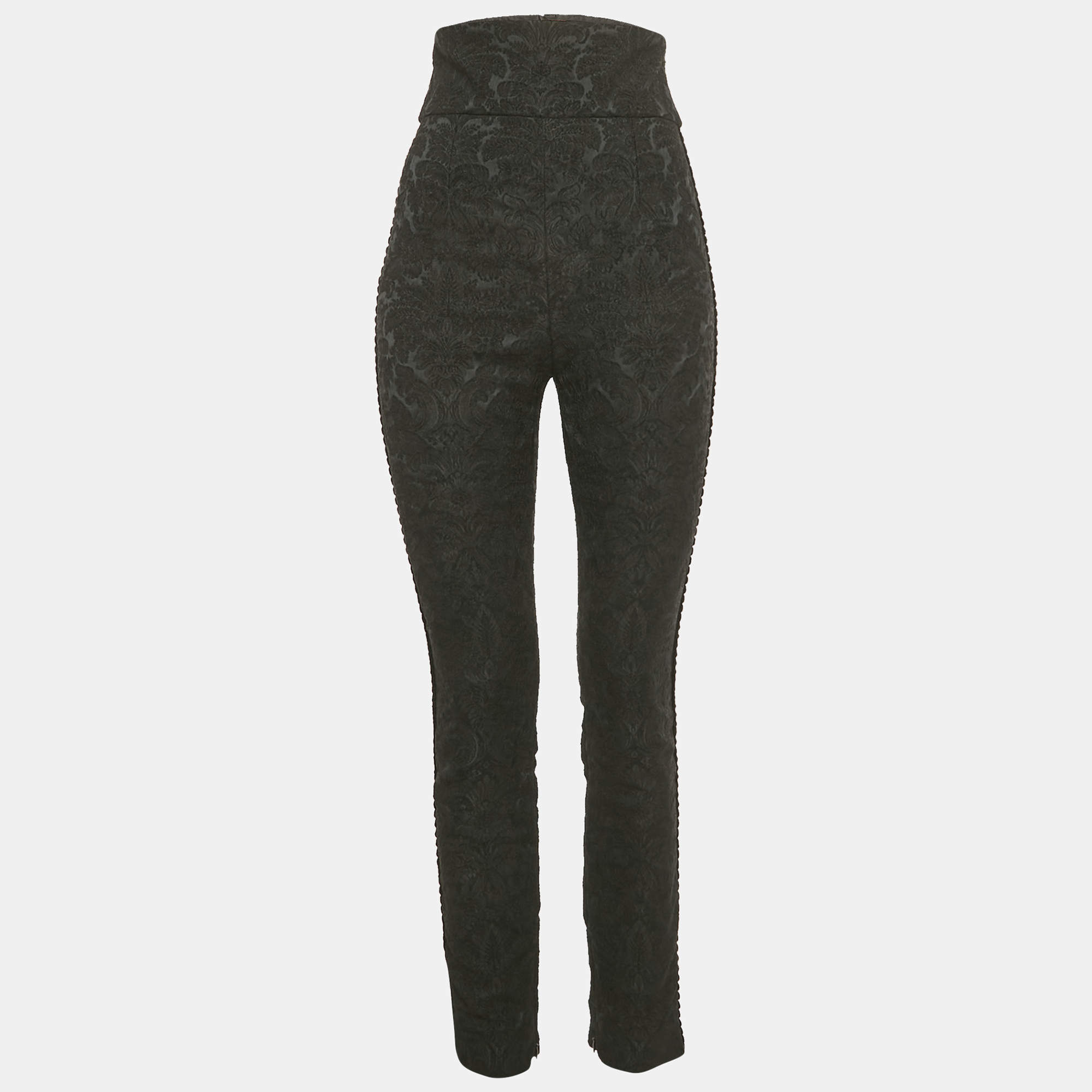 Pre Owned Dolce & Gabbana Black Side Trim Jacquard Trousers M