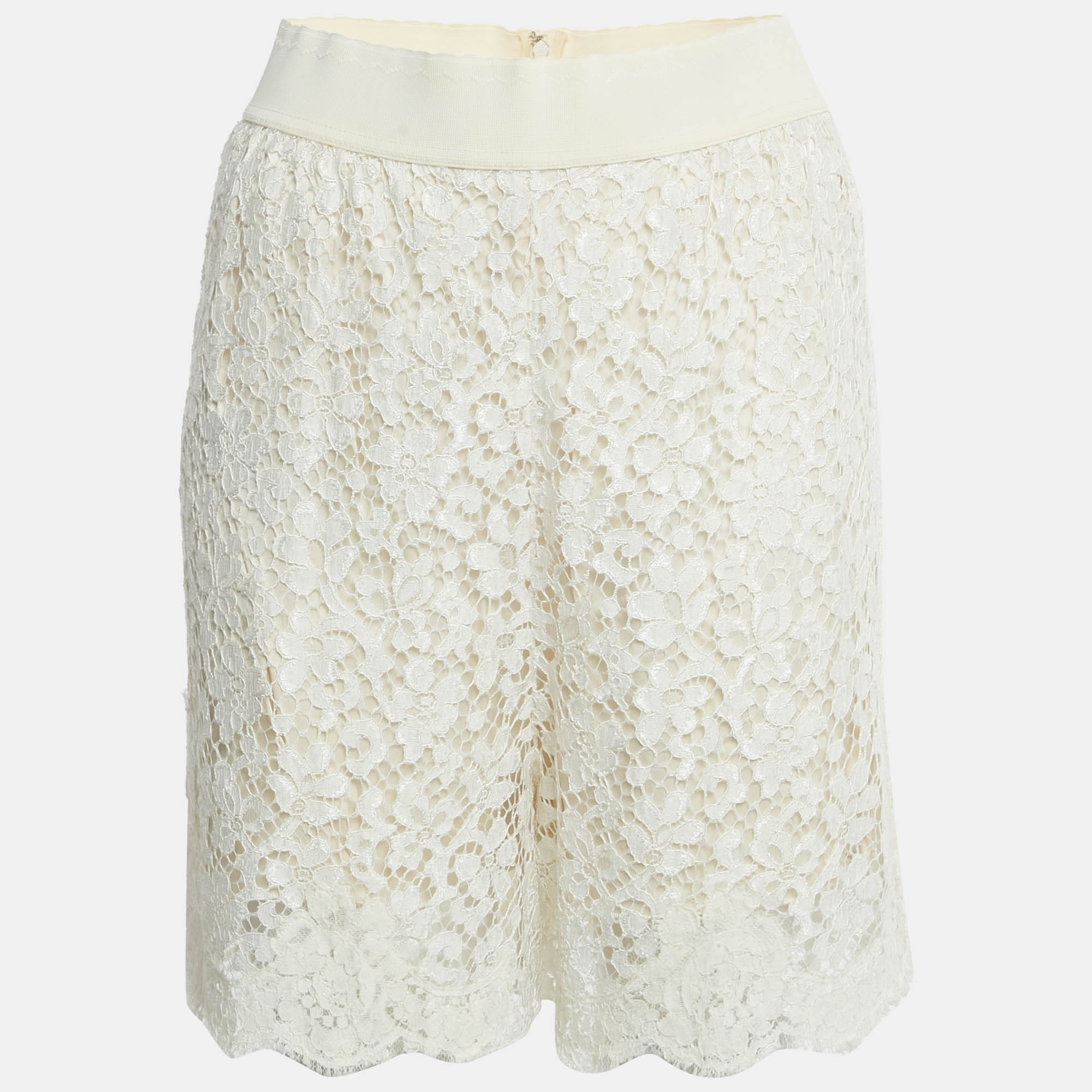 Pre Owned Dolce & Gabbana White Lace Shorts S