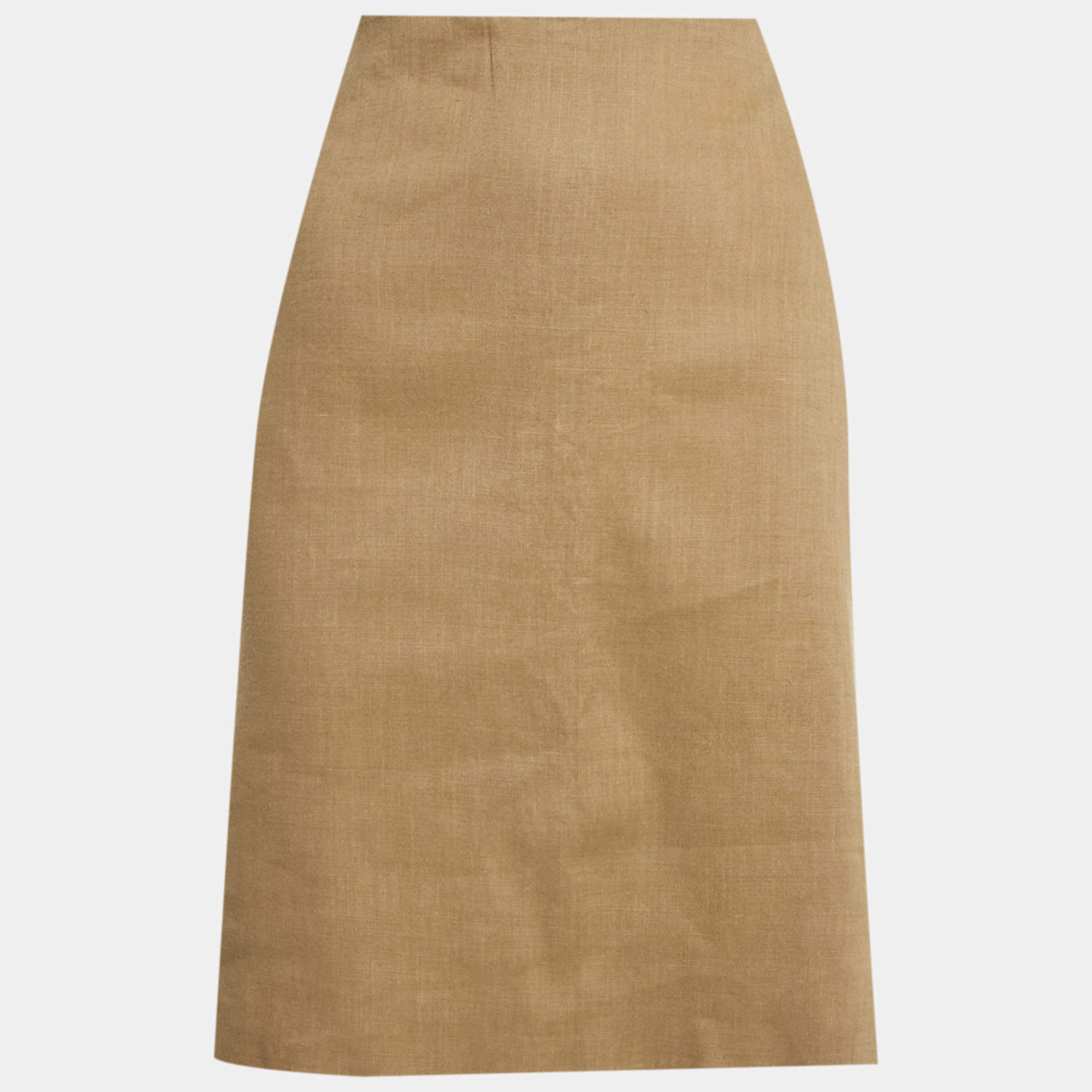 Pre Owned Dolce & Gabbana Brown Linen Pencil Skirt L